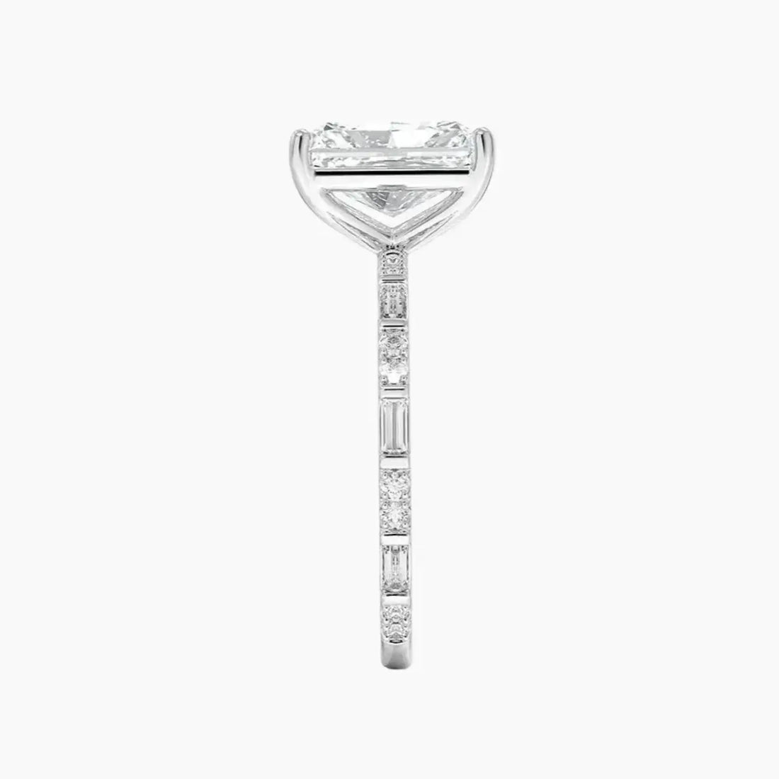 Evelina Radiant Designer 2 Carat Lab Grown Diamond Engagement Ring in 14K White Gold