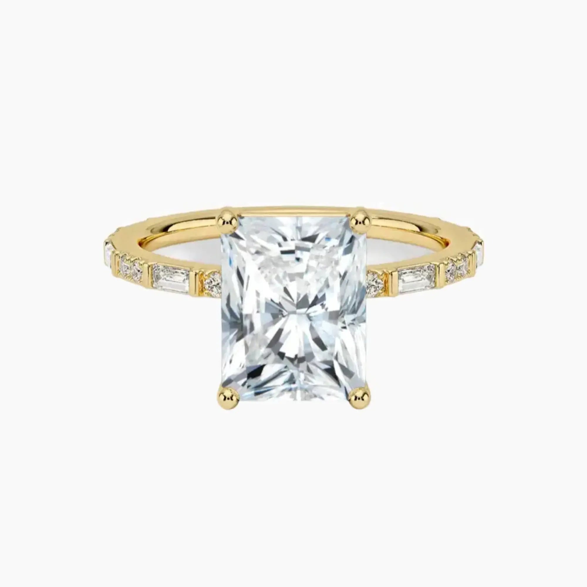 Evelina Radiant Designer 2 Carat Lab Grown Diamond Engagement Ring in 18K Yellow Gold
