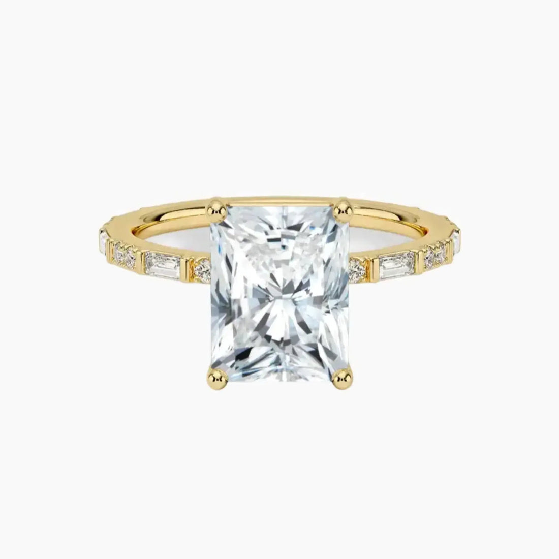 Evelina Radiant Designer 2 Carat Lab Grown Diamond Engagement Ring in 14K White Gold
