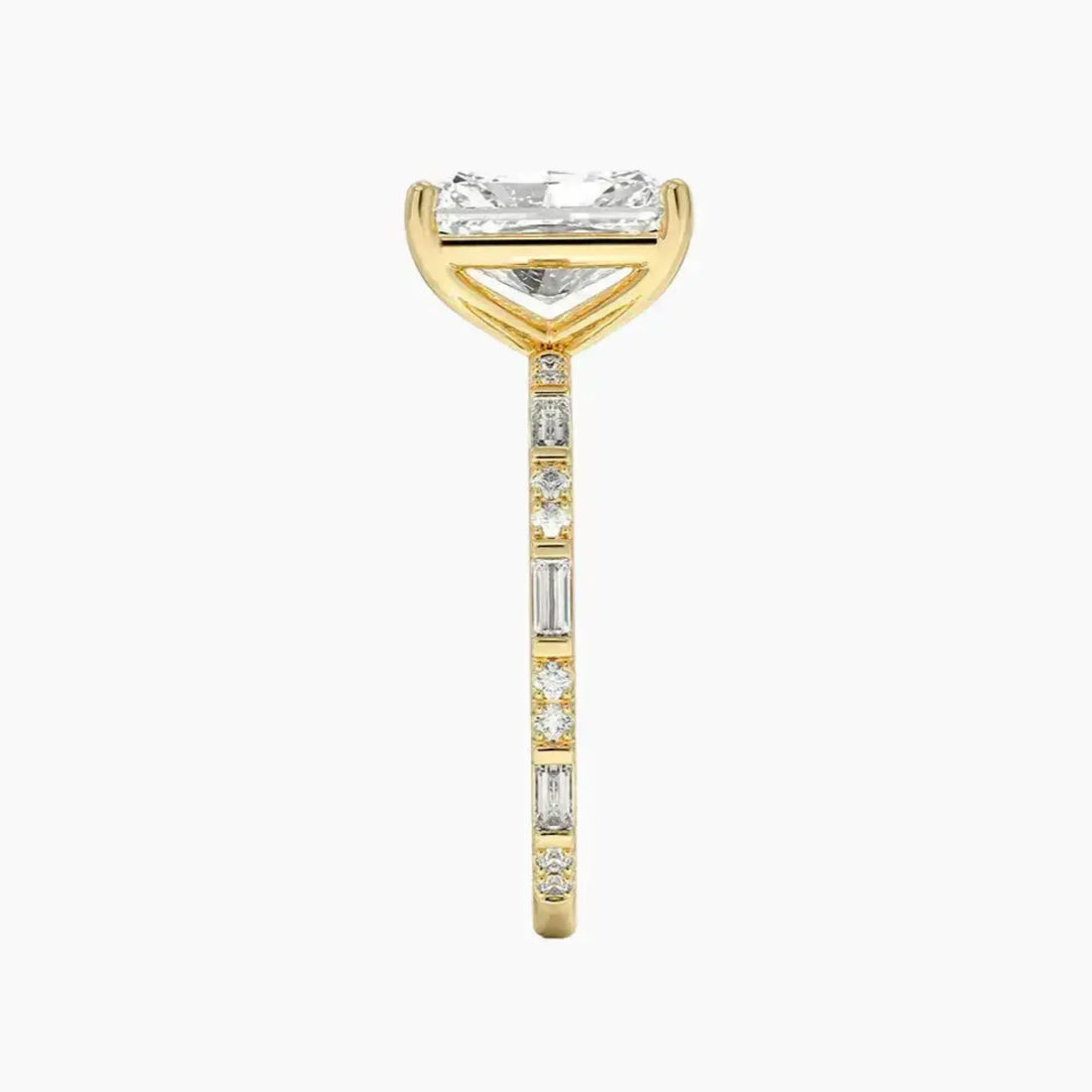 Evelina Radiant Designer 3 Carat Lab Grown Diamond Engagement Ring in 14K White Gold