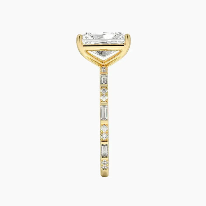 Evelina Radiant Designer 1.5 Carat Lab Grown Diamond Engagement Ring in 18K Rose Gold