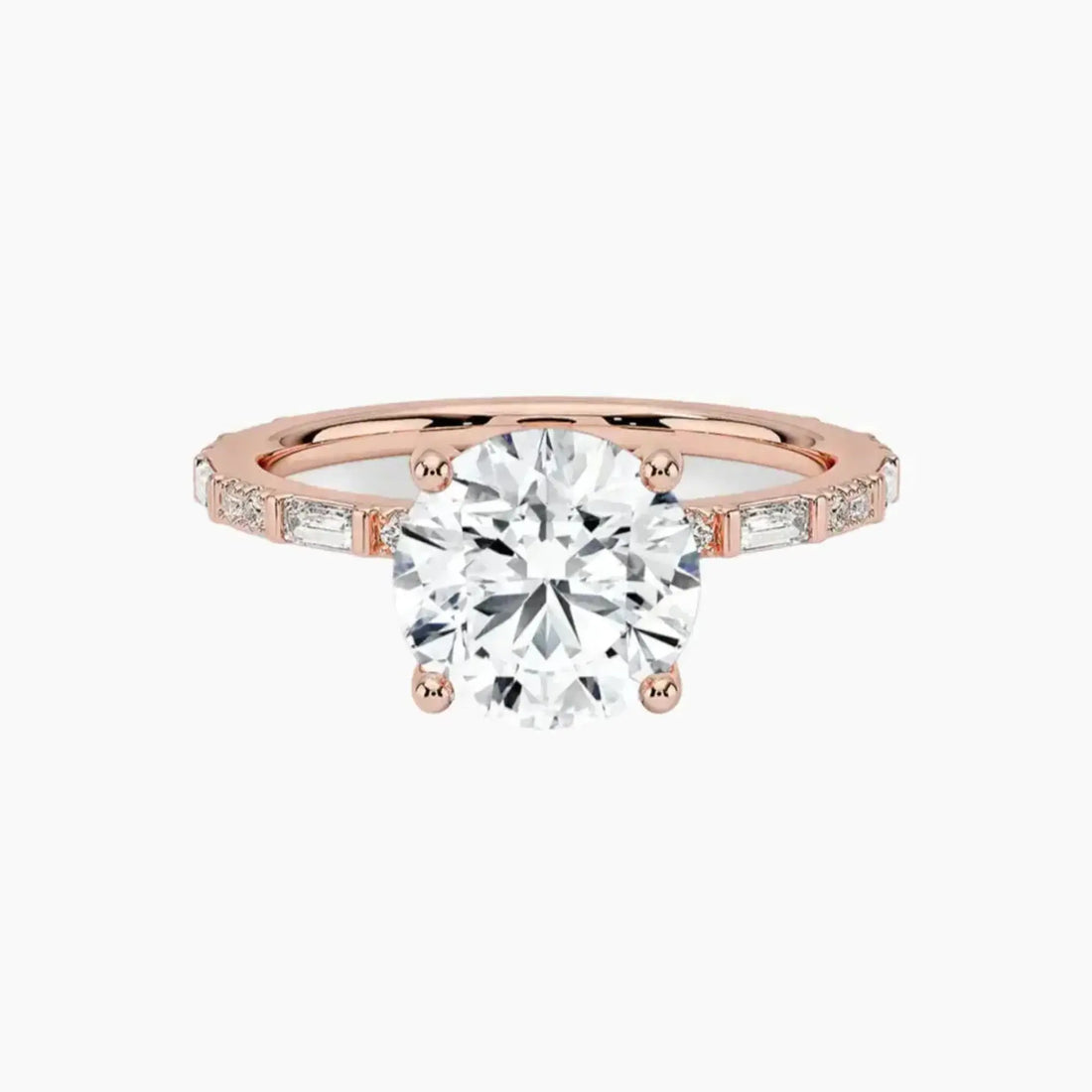 Evelina Round Designer 2.5 Carat Lab Grown Diamond Engagement Ring in 18K Rose Gold