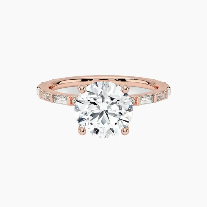 Evelina Round Designer 2.5 Carat Lab Grown Diamond Engagement Ring in 18K Rose Gold