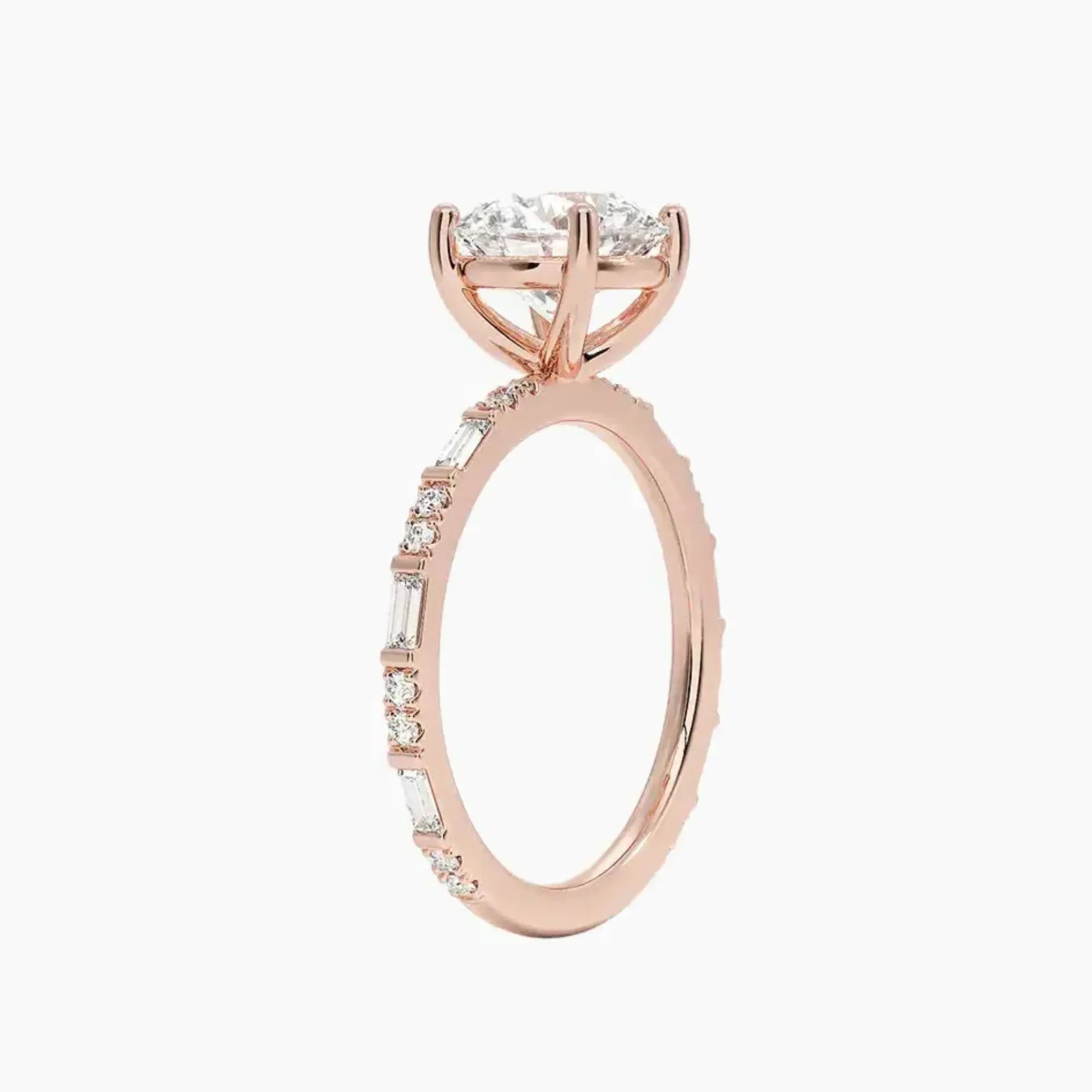 Evelina Round Designer 1.5 Carat Lab Grown Diamond Engagement Ring in 18K White Gold