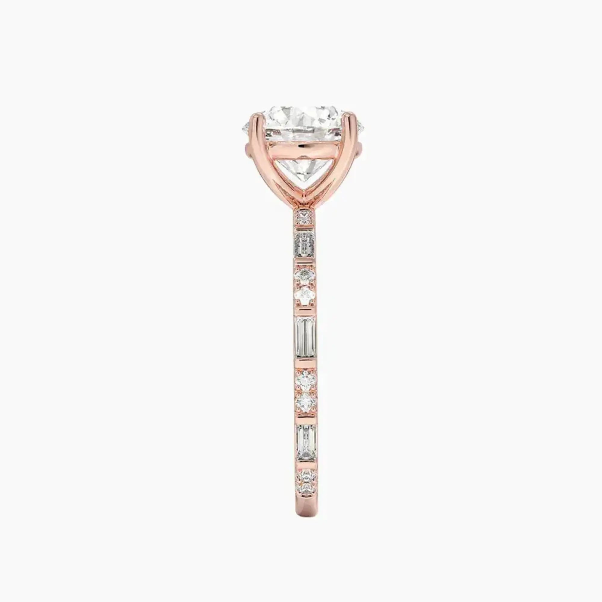 Evelina Round Designer 3 Carat Lab Grown Diamond Engagement Ring in 14K Rose Gold