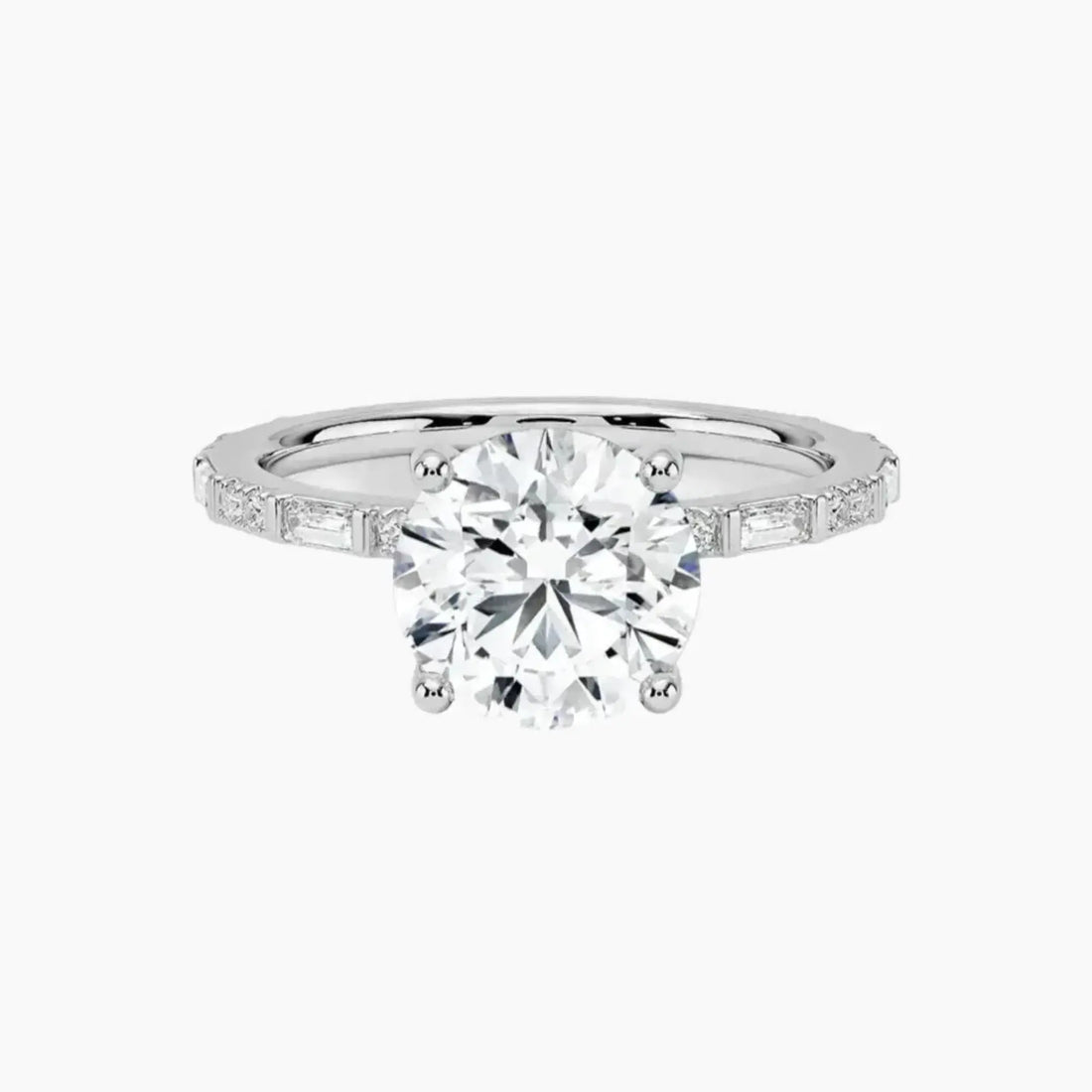 Evelina Round Designer 3 Carat Lab Grown Diamond Engagement Ring in 14K Rose Gold