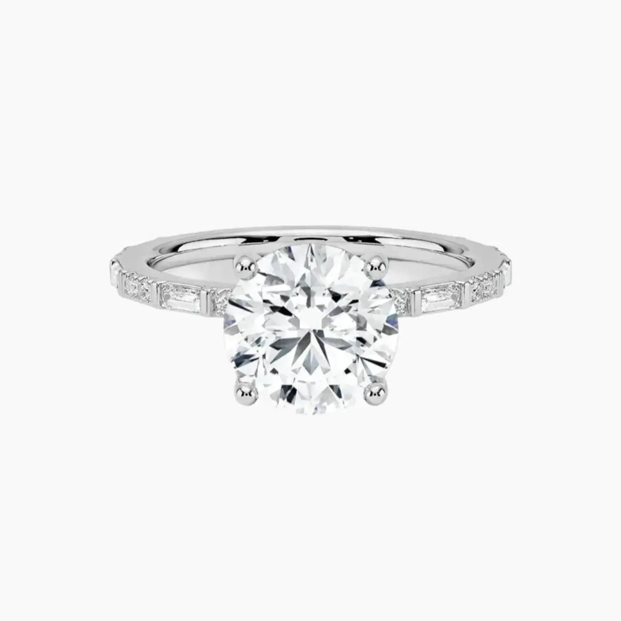 Evelina Round Designer 2.5 Carat Lab Grown Diamond Engagement Ring in 14K White Gold