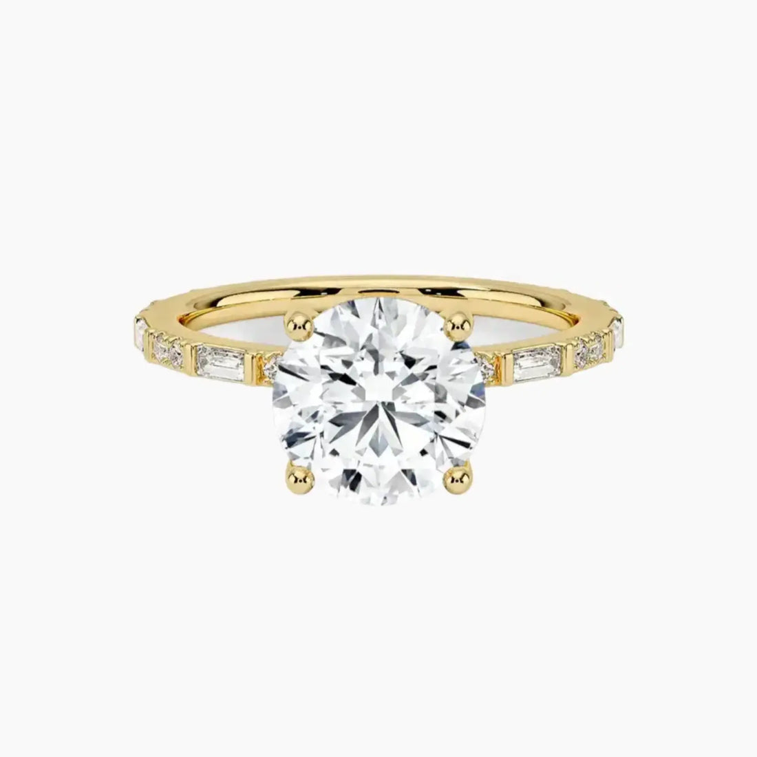 Evelina Round Designer 2.5 Carat Lab Grown Diamond Engagement Ring in 18K Yellow Gold