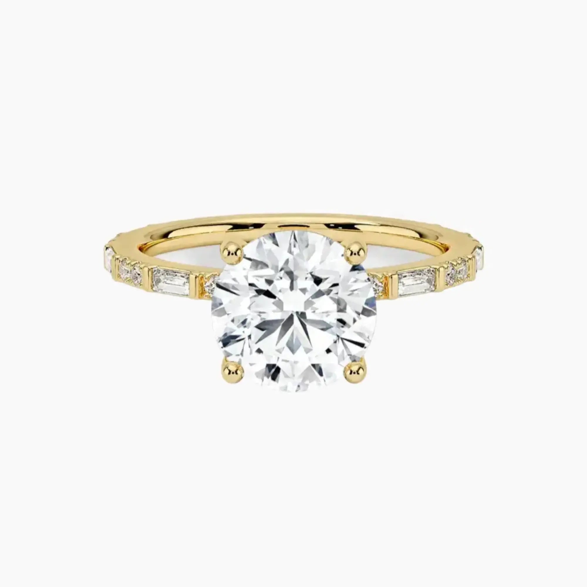 Evelina Round Designer 3 Carat Lab Grown Diamond Engagement Ring in 14K Rose Gold