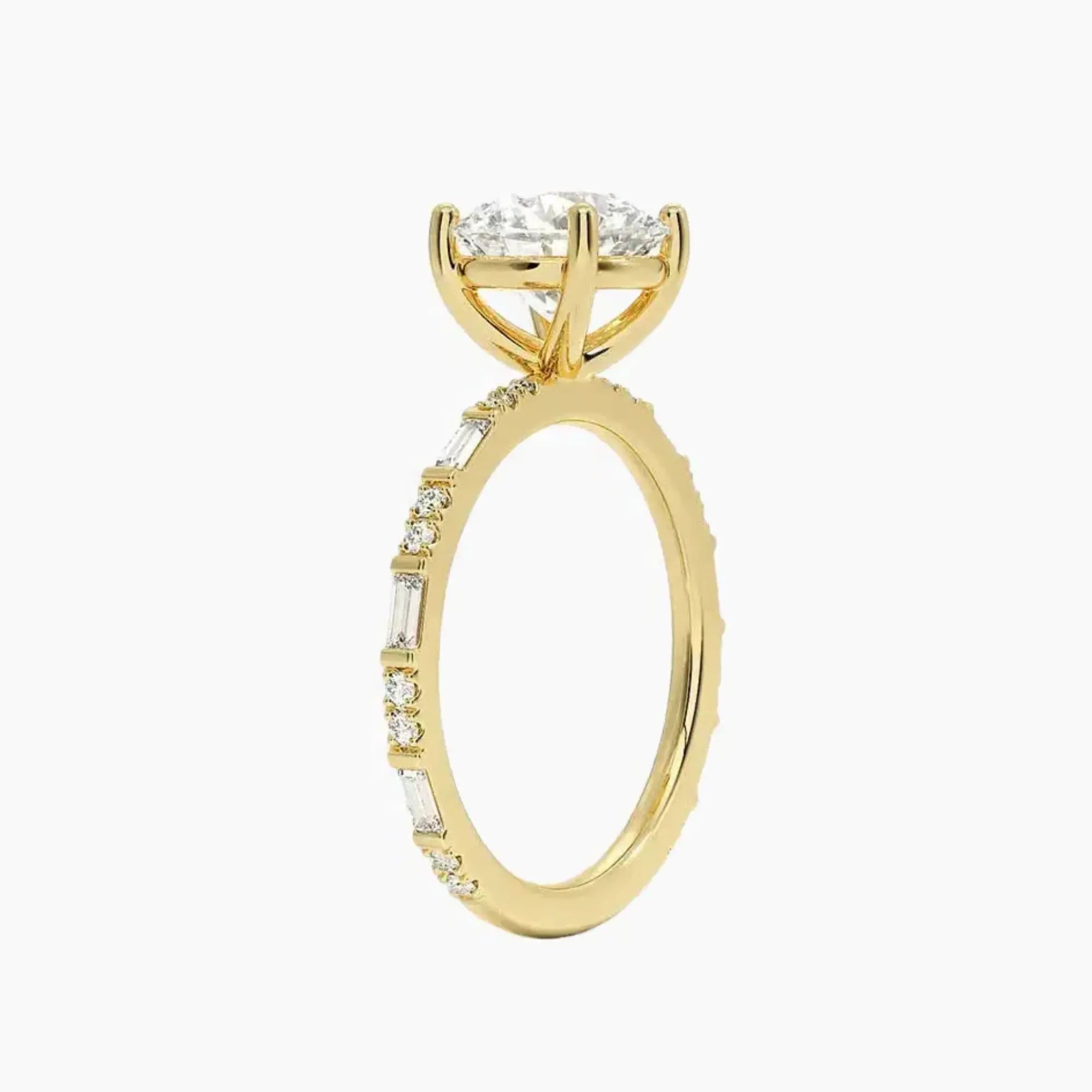 Evelina Round Designer 2.5 Carat Lab Grown Diamond Engagement Ring in 18K Yellow Gold