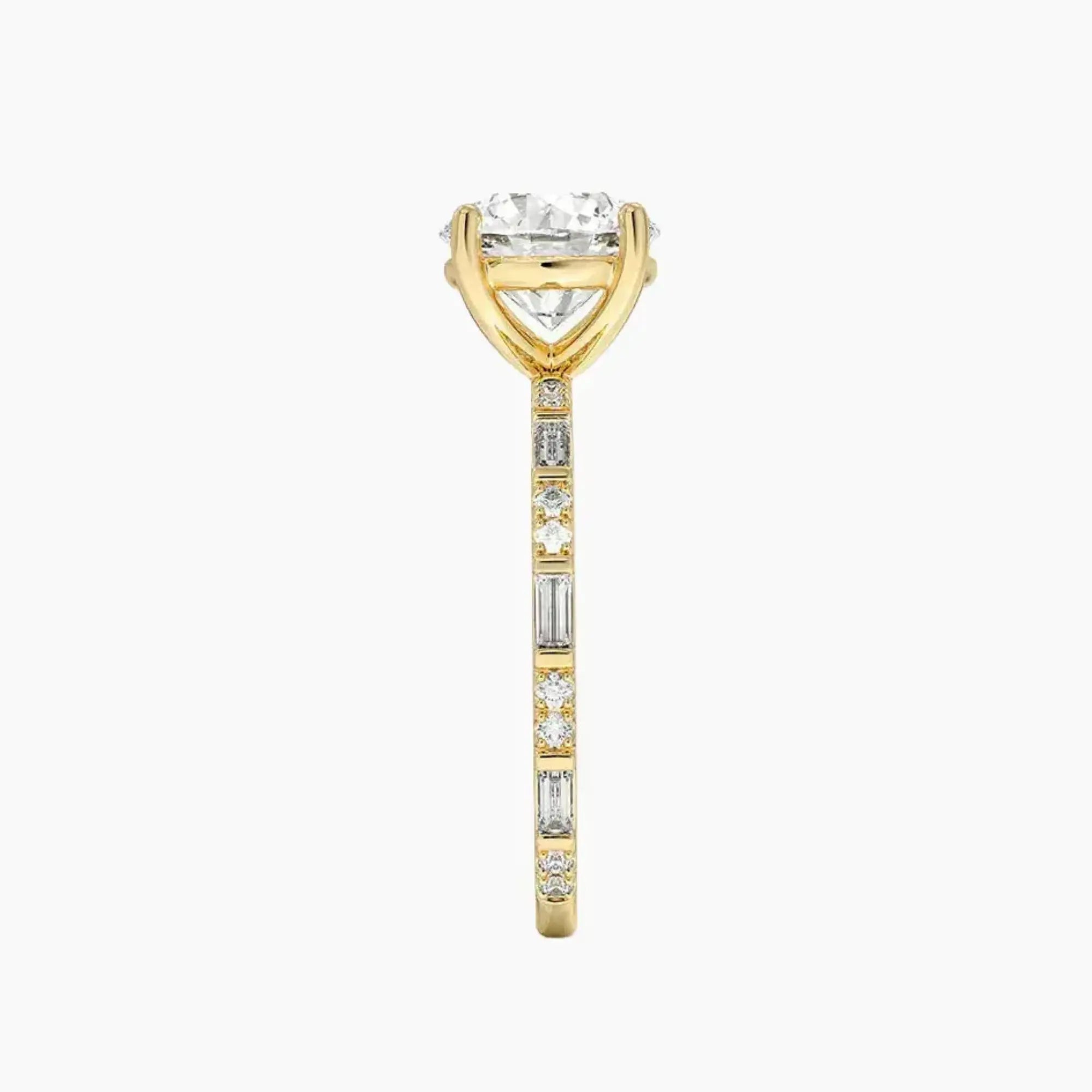Evelina Round Designer 2.5 Carat Lab Grown Diamond Engagement Ring in 18K Yellow Gold