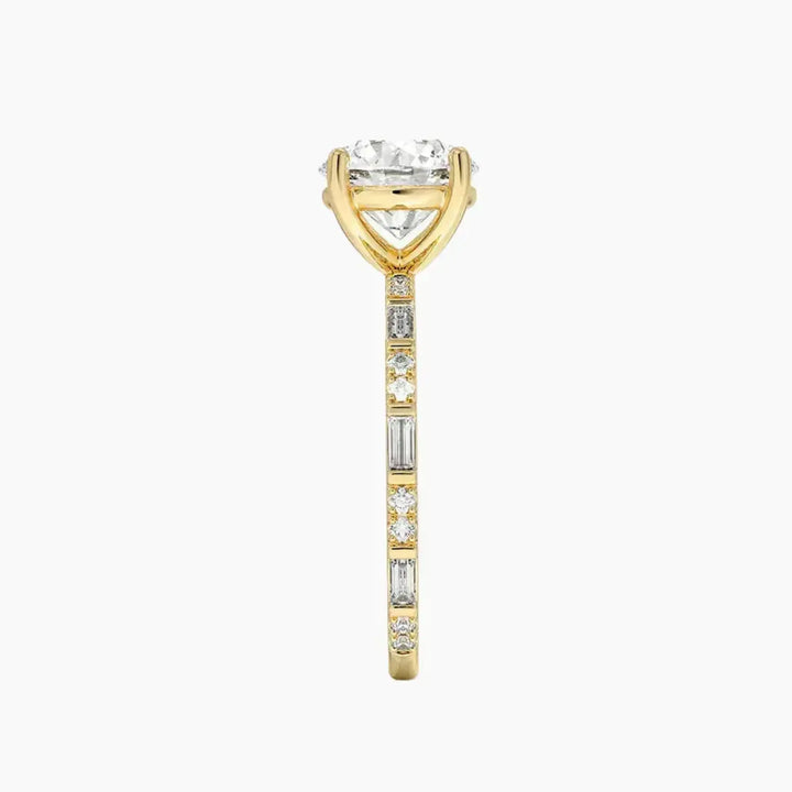 Evelina Round Designer 2.5 Carat Lab Grown Diamond Engagement Ring in 14K Rose Gold