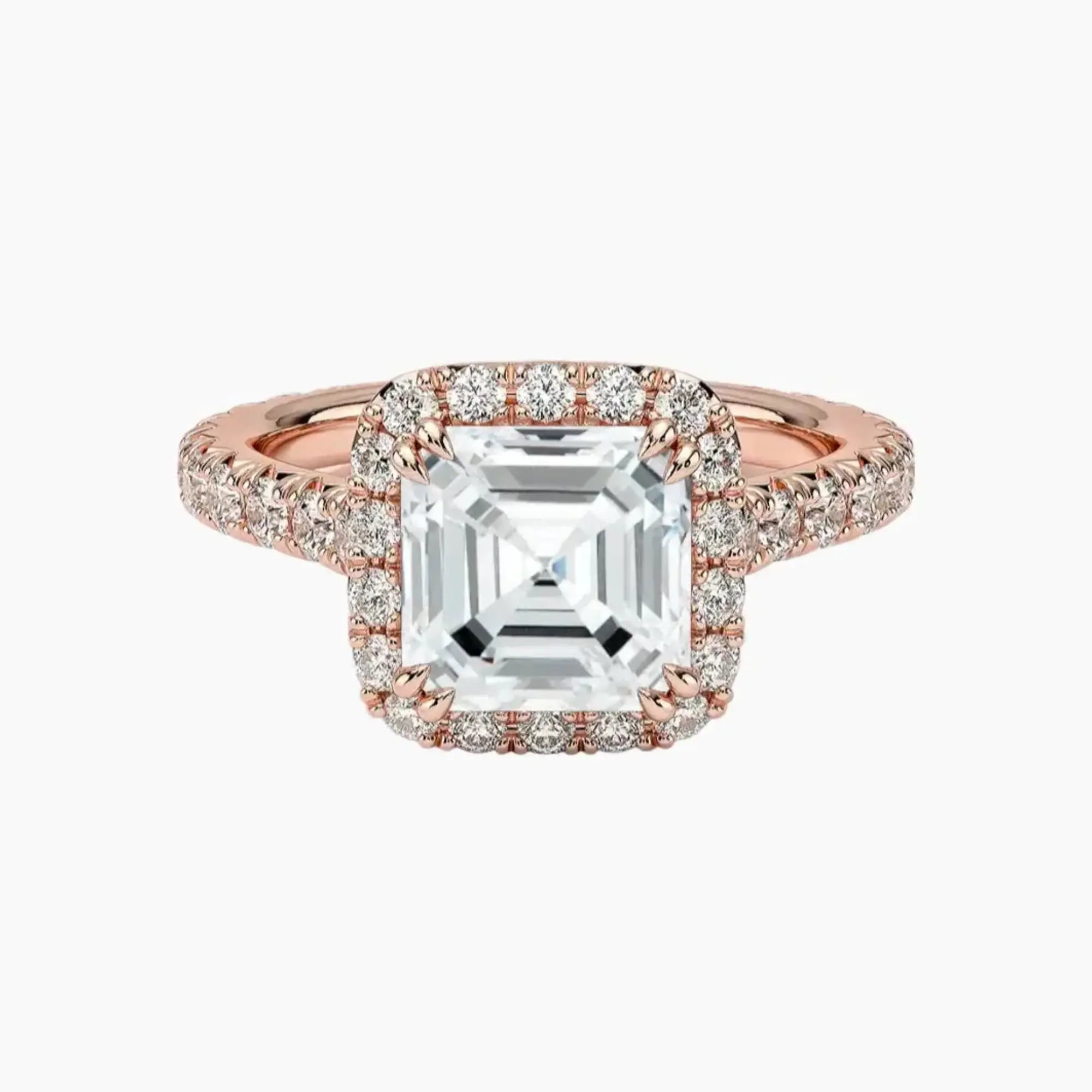 Ophelia Asscher Hidden Halo 2.5 Carat Lab Grown Diamond Engagement Ring in 14K White Gold