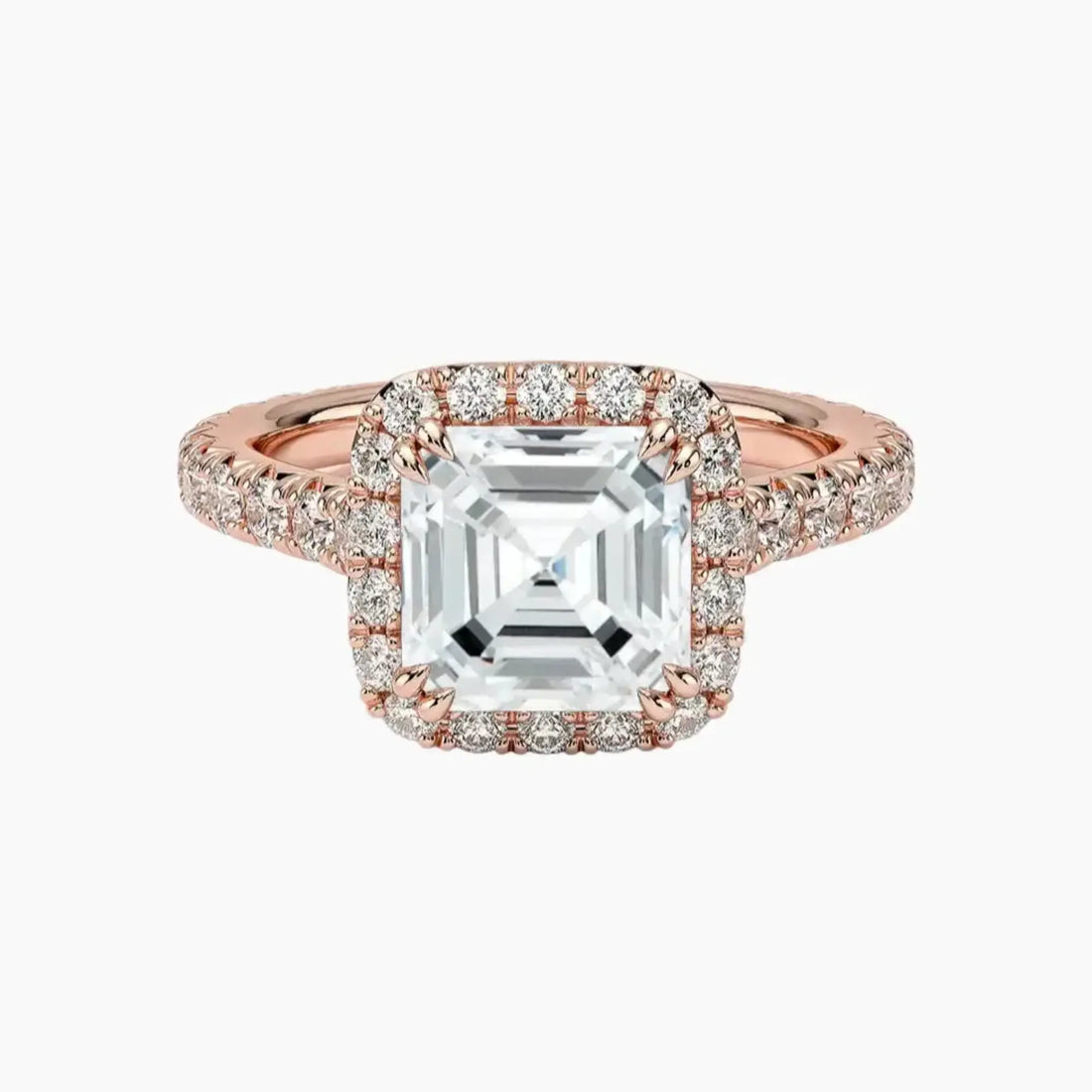 Ophelia Asscher Hidden Halo 2.5 Carat Lab Grown Diamond Engagement Ring in 18K White Gold