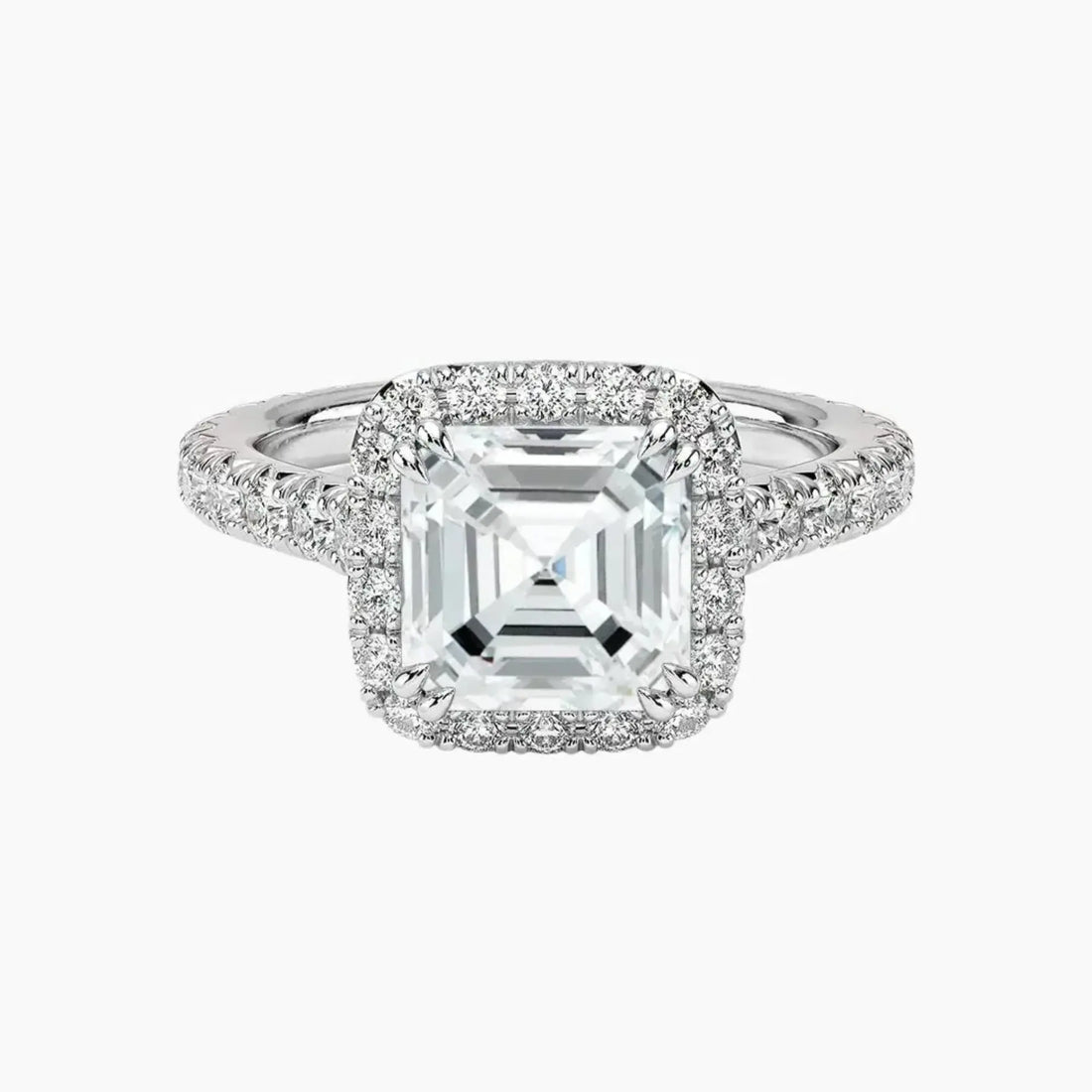 Ophelia Asscher Hidden Halo 2.5 Carat Lab Grown Diamond Engagement Ring in 18K Rose Gold