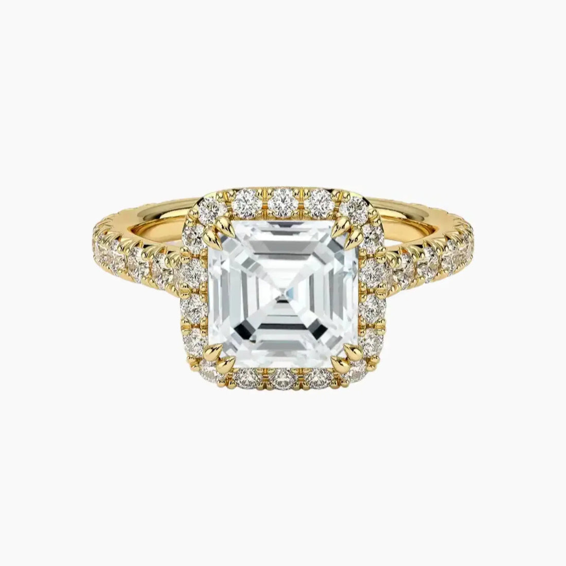 Ophelia Asscher Hidden Halo 3 Carat Lab Grown Diamond Engagement Ring in 18K White Gold