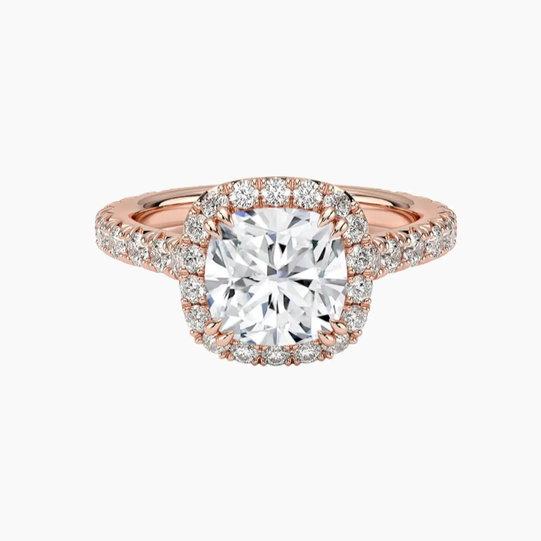 Ophelia Cushion Hidden Halo 2 Carat Lab Grown Diamond Engagement Ring in 14K White Gold