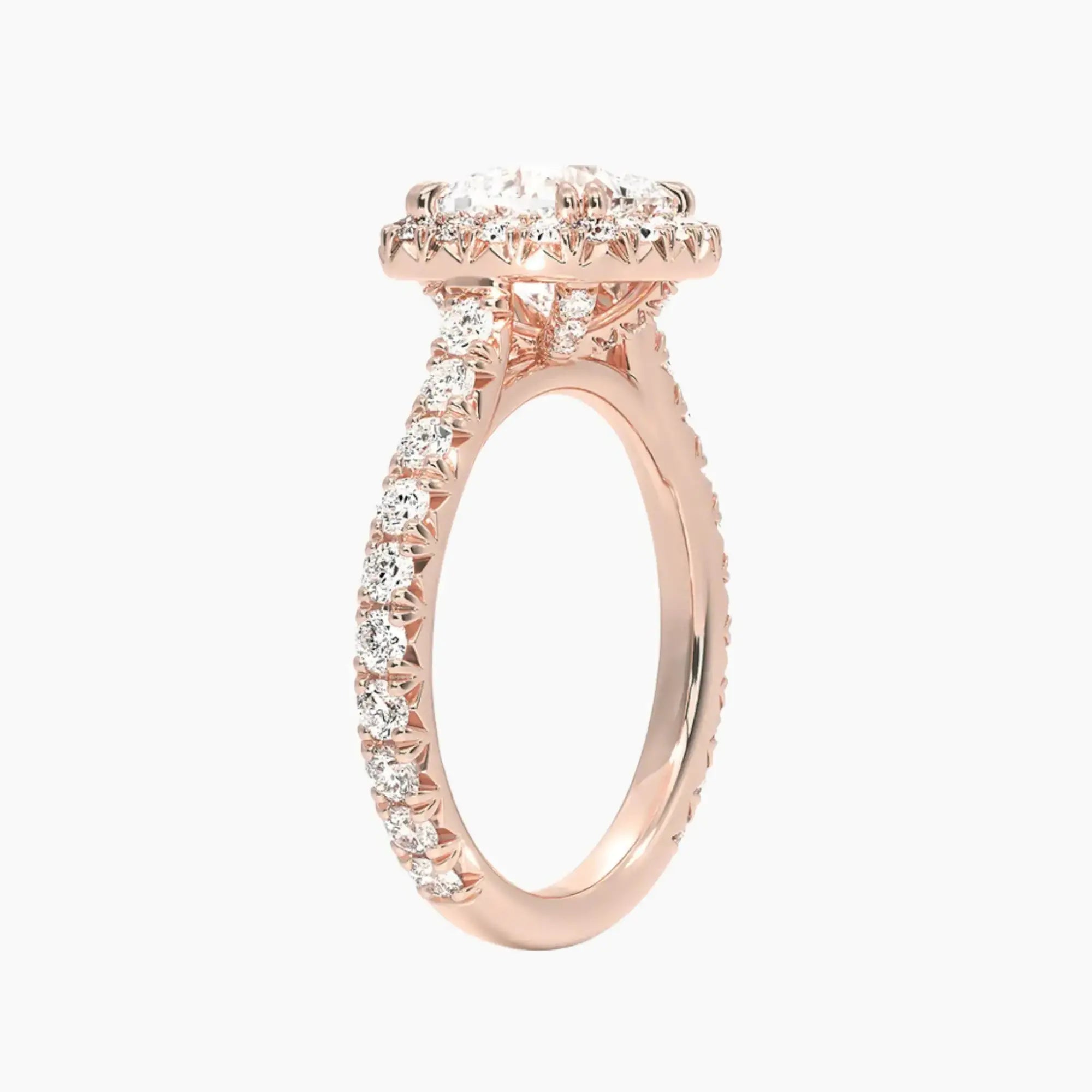 Ophelia Cushion Hidden Halo 1.5 Carat Lab Grown Diamond Engagement Ring in 18K Rose Gold