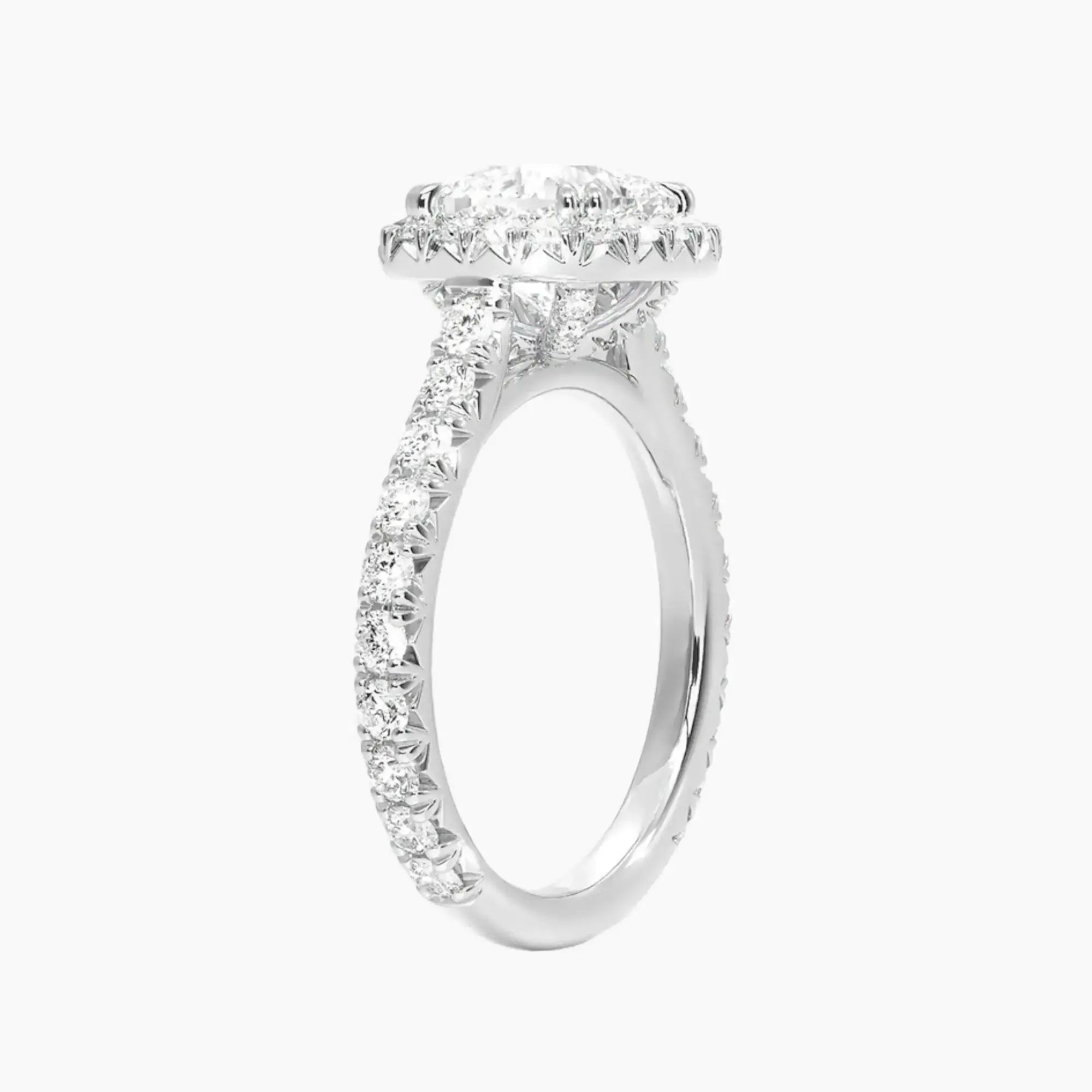 Ophelia Cushion Hidden Halo 3 Carat Lab Grown Diamond Engagement Ring in 18K White Gold