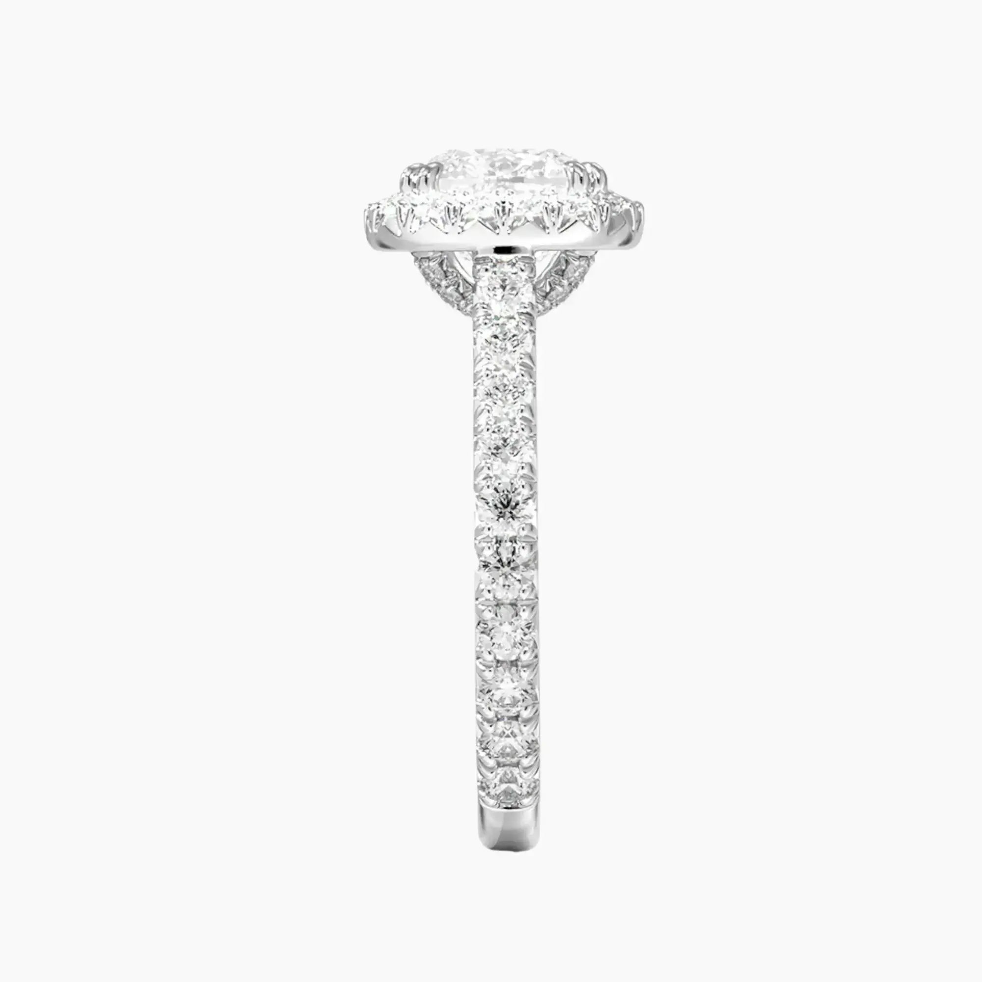 Ophelia Cushion Hidden Halo 2 Carat Lab Grown Diamond Engagement Ring in 18K Yellow Gold