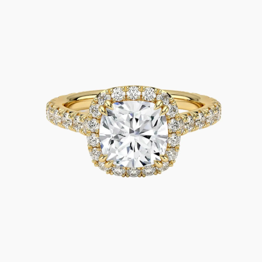 Ophelia Cushion Hidden Halo 2 Carat Lab Grown Diamond Engagement Ring in 14K Rose Gold