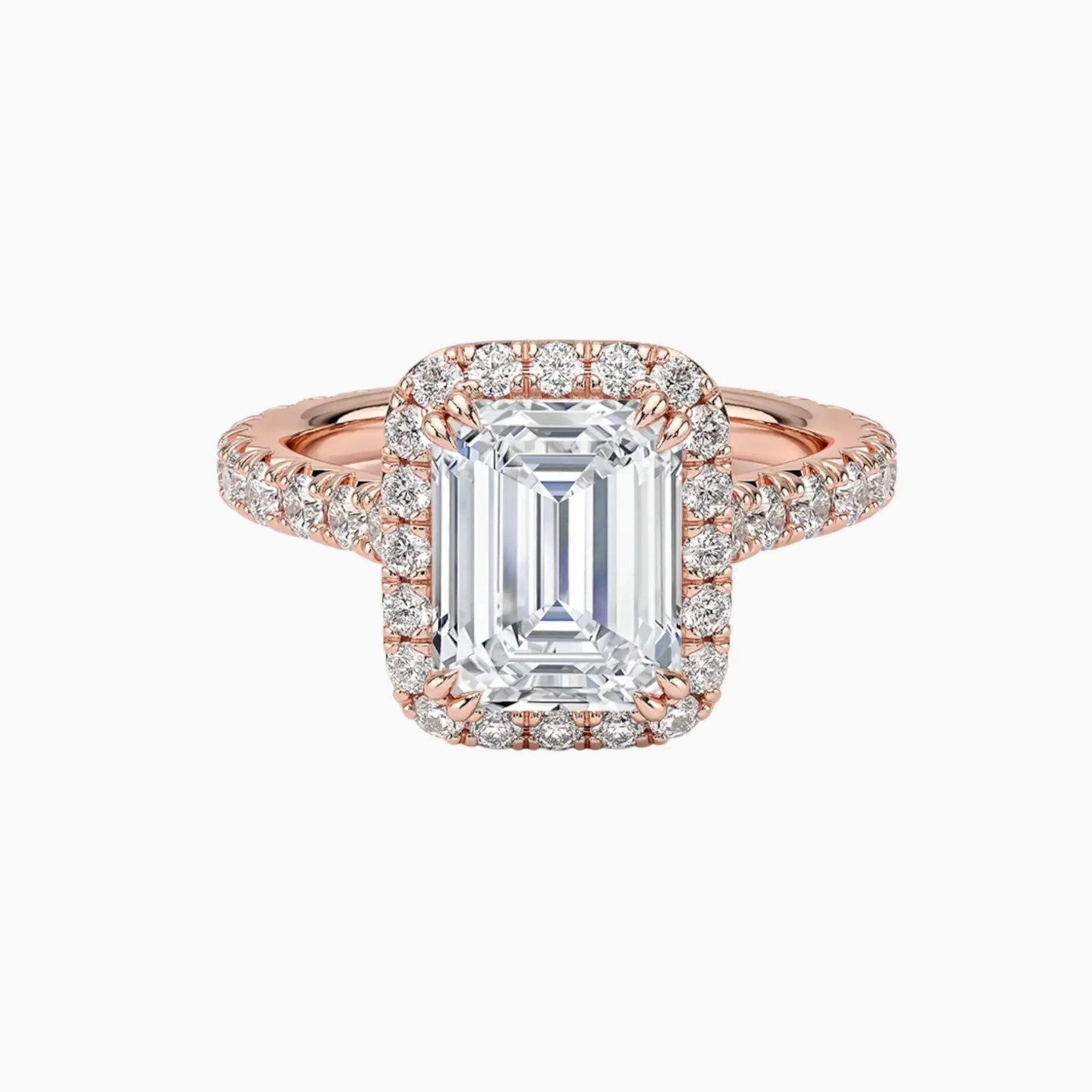 Ophelia Emerald Hidden Halo 2 Carat Lab Grown Diamond Engagement Ring in 18K Rose Gold