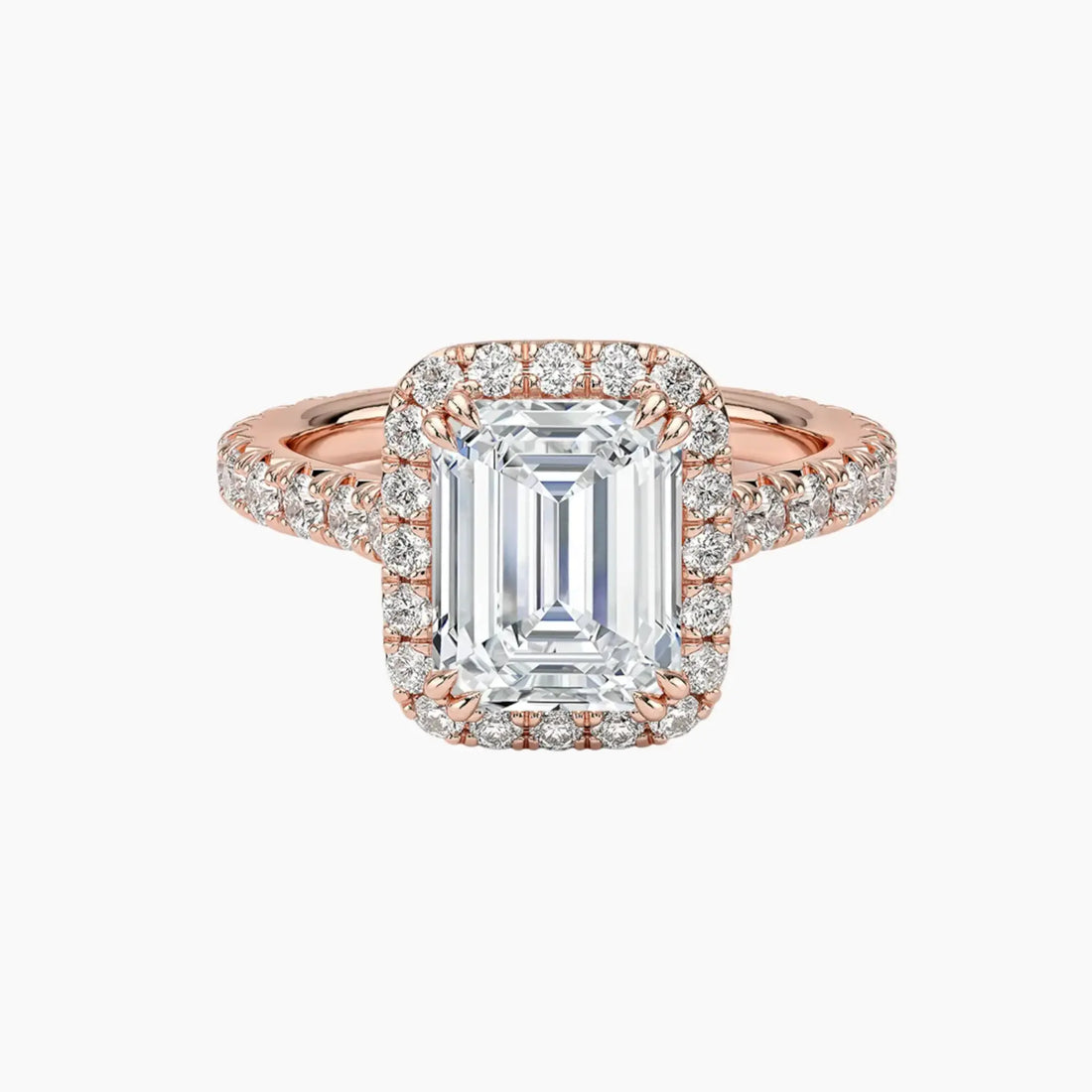 Ophelia Emerald Hidden Halo 1 Carat Lab Grown Diamond Engagement Ring in 14K Rose Gold