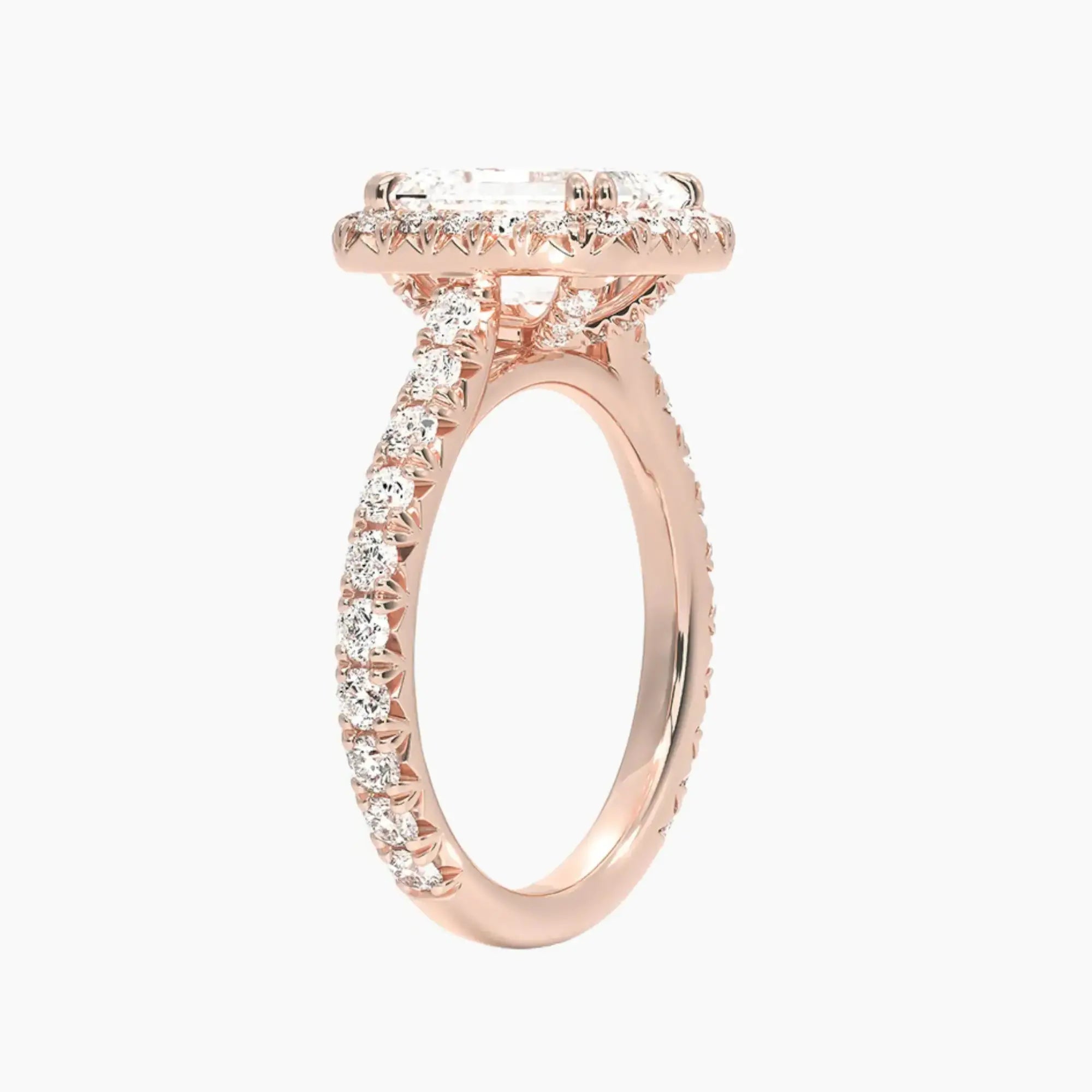 Ophelia Emerald Hidden Halo 2 Carat Lab Grown Diamond Engagement Ring in 18K Yellow Gold