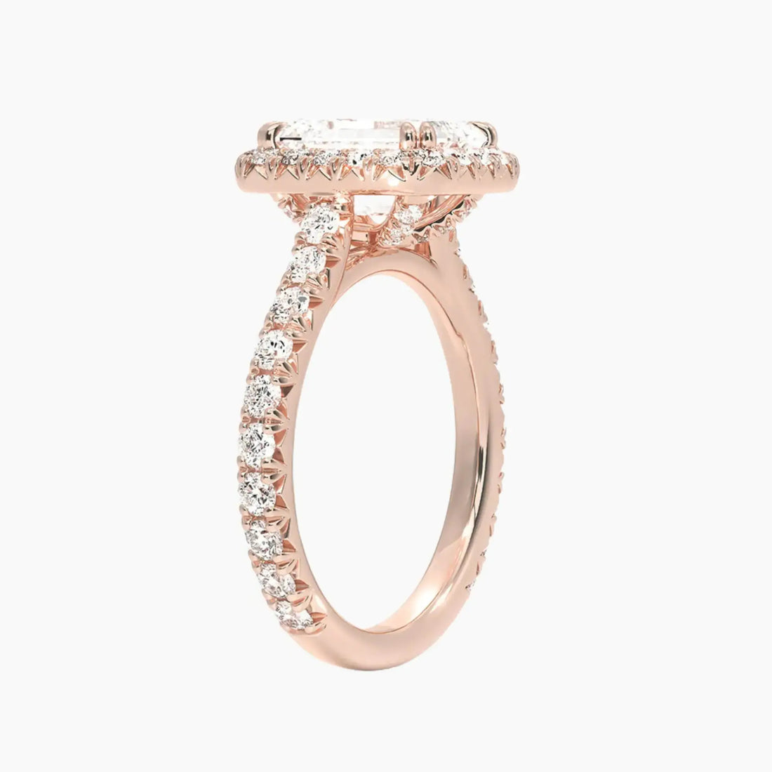 Ophelia Emerald Hidden Halo Diamond Ring Setting in 18K Yellow Gold