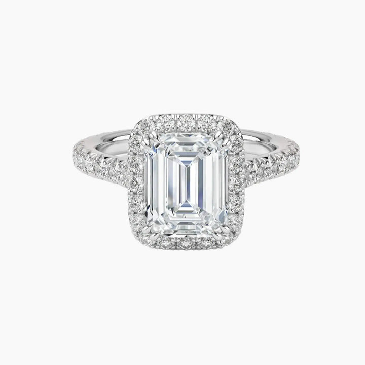 Ophelia Emerald Hidden Halo 3 Carat Lab Grown Diamond Engagement Ring in 14K White Gold