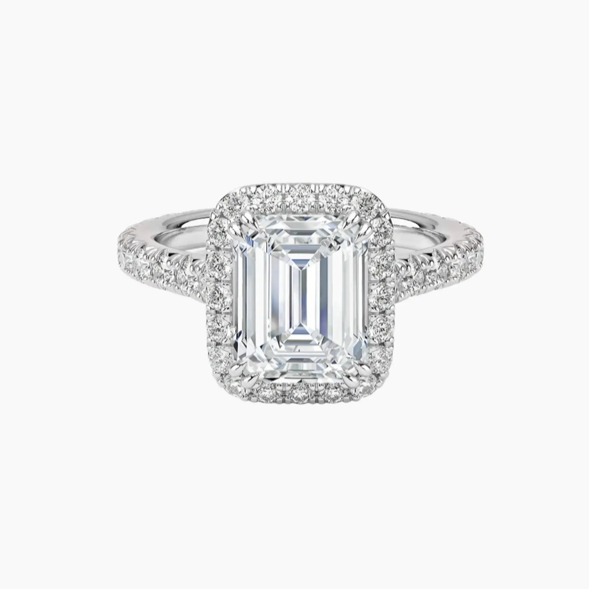 Ophelia Emerald Hidden Halo Diamond Ring Setting in 18K Yellow Gold