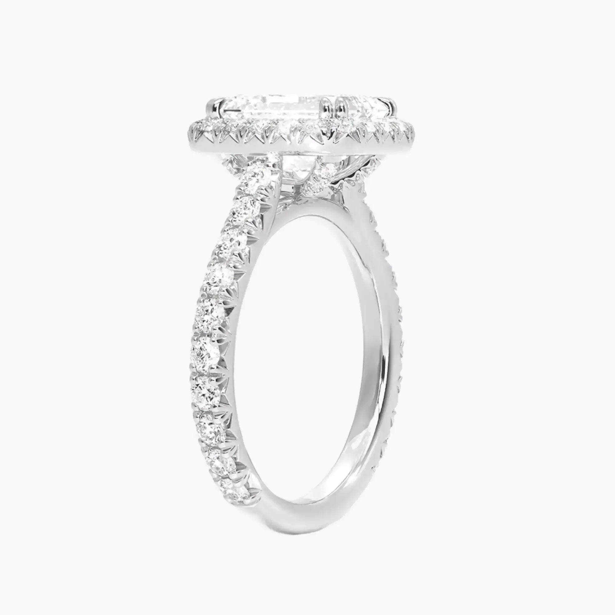 Ophelia Emerald Hidden Halo Diamond Ring Setting in 18K Rose Gold