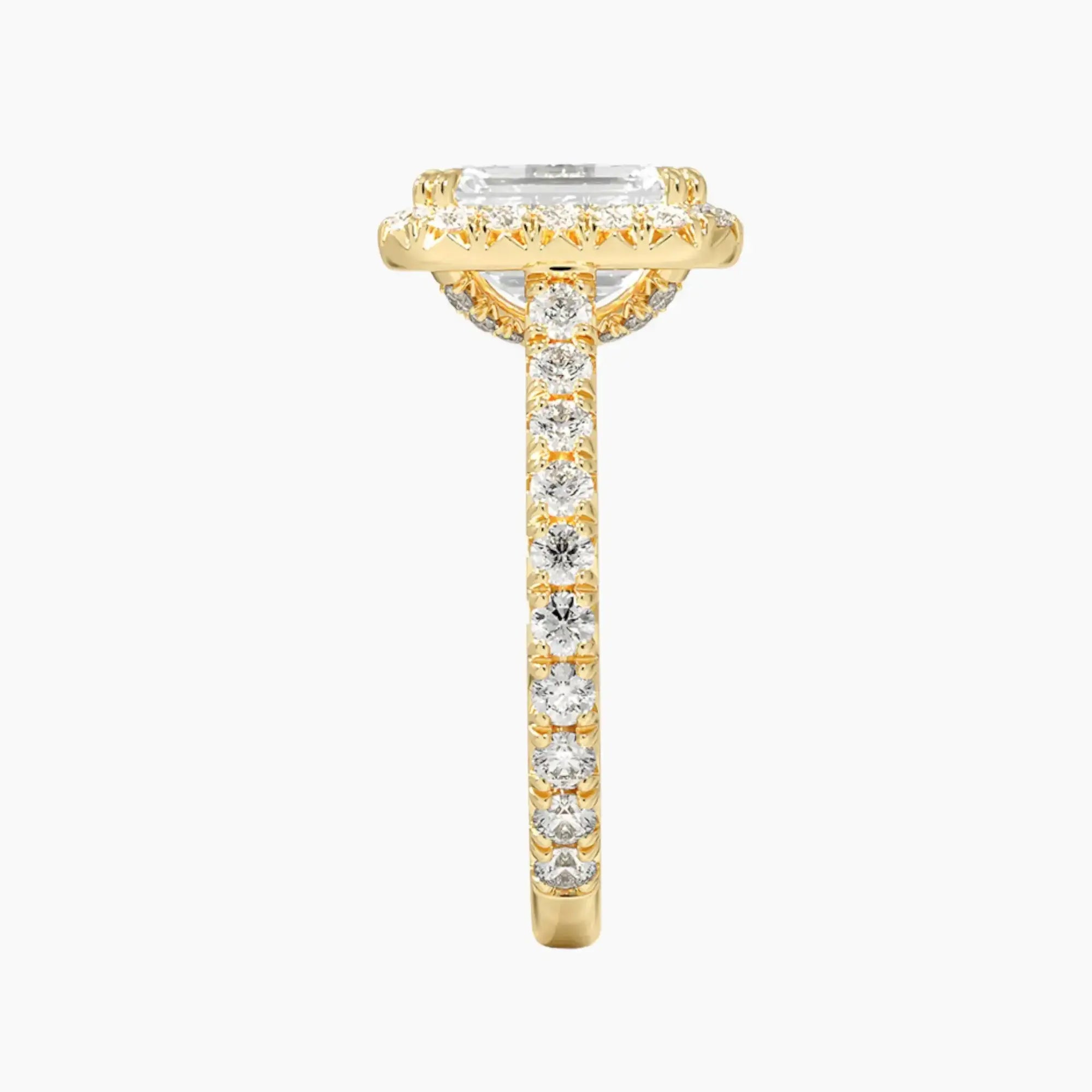 Ophelia Emerald Hidden Halo Diamond Ring Setting in 14K White Gold