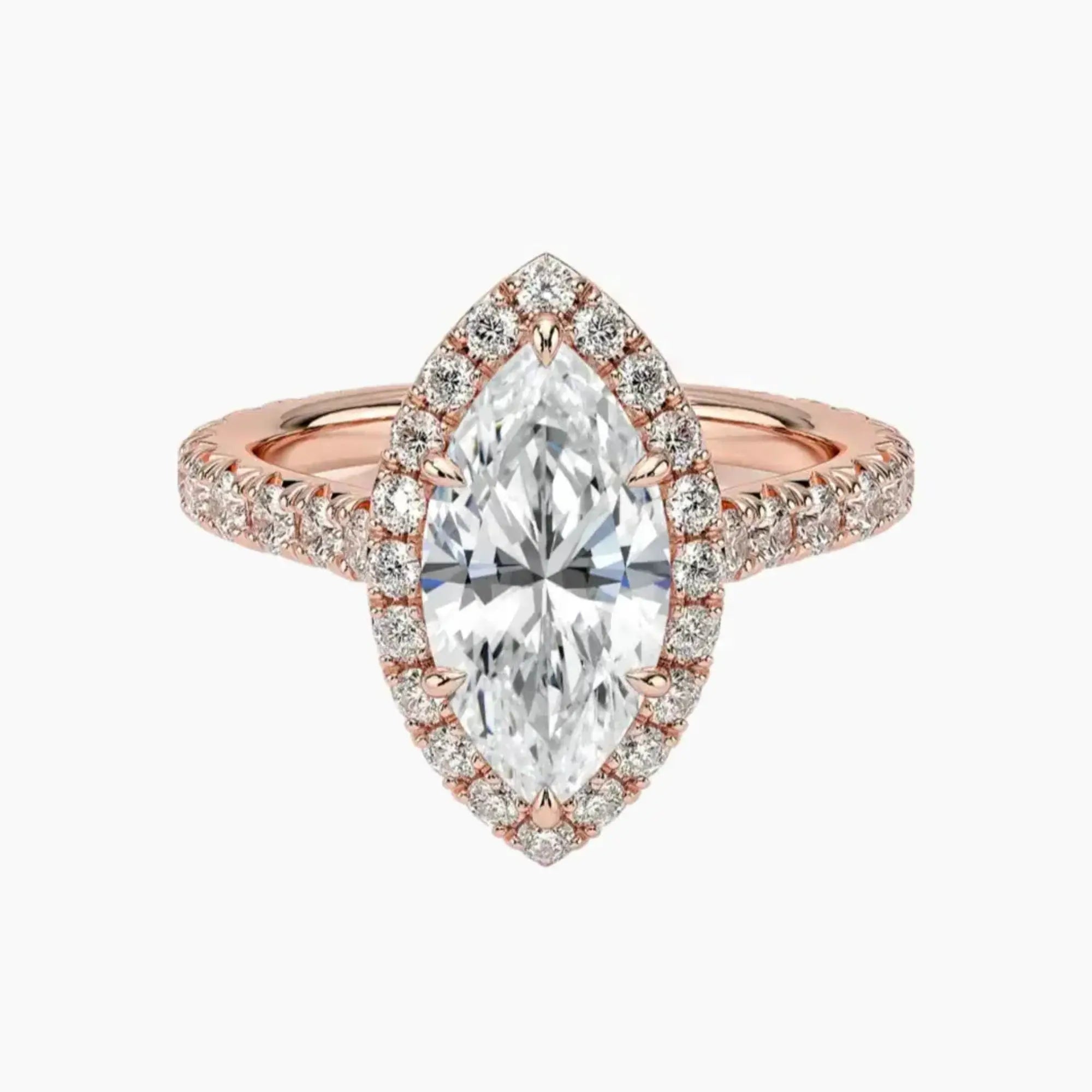 Ophelia Marquise Hidden Halo 3 Carat Lab Grown Diamond Engagement Ring in 14K White Gold