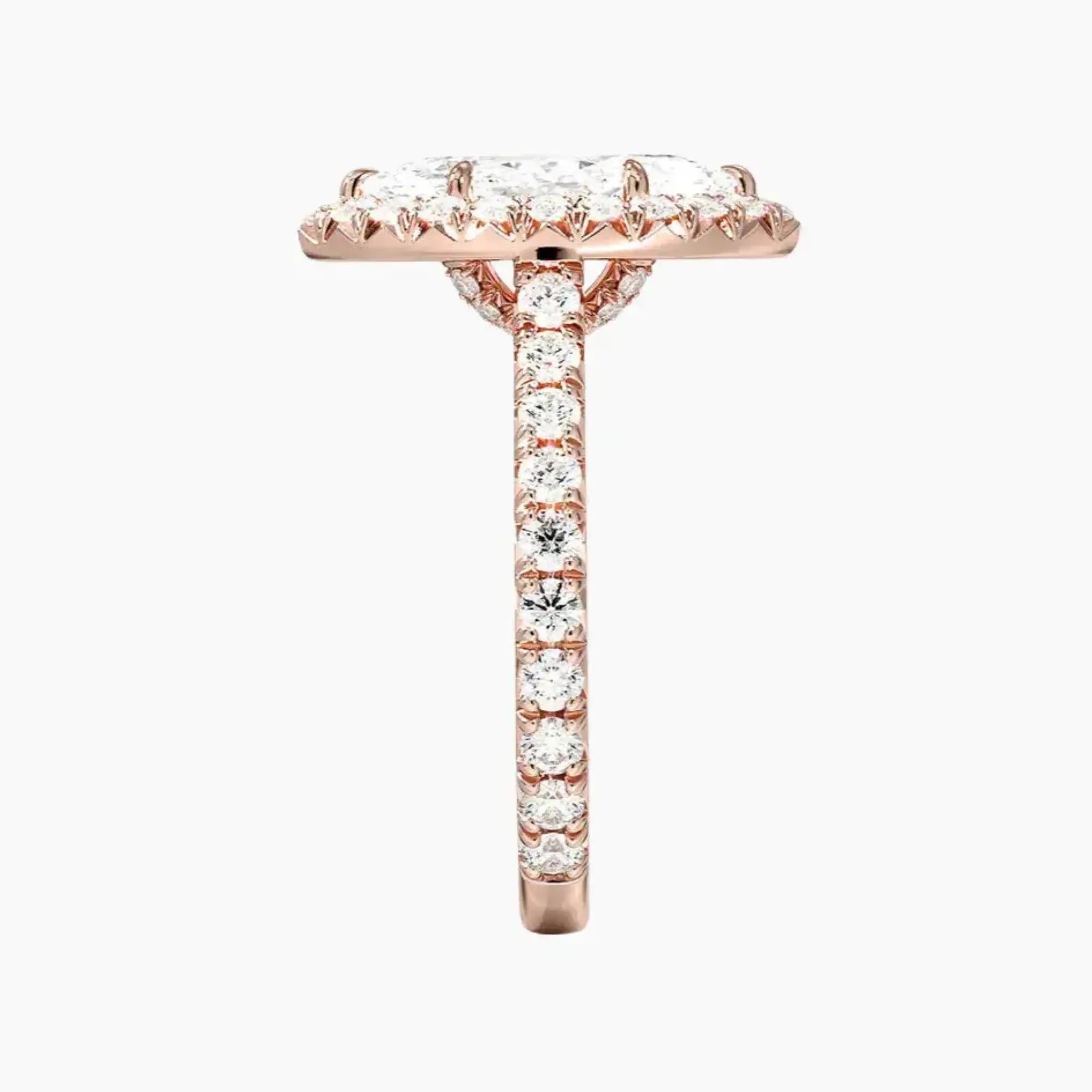 Ophelia Marquise Hidden Halo 3 Carat Lab Grown Diamond Engagement Ring in 14K White Gold