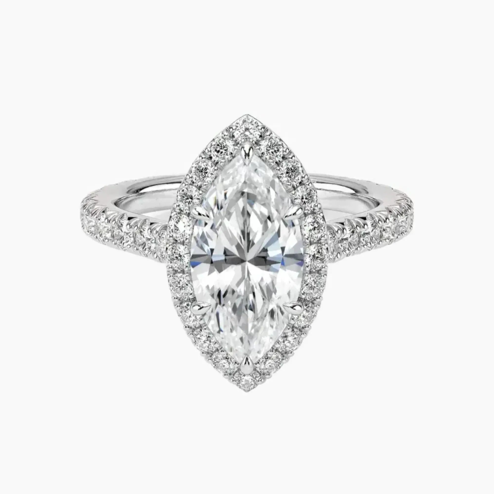 Ophelia Marquise Hidden Halo 2 Carat Lab Grown Diamond Engagement Ring in 14K Rose Gold