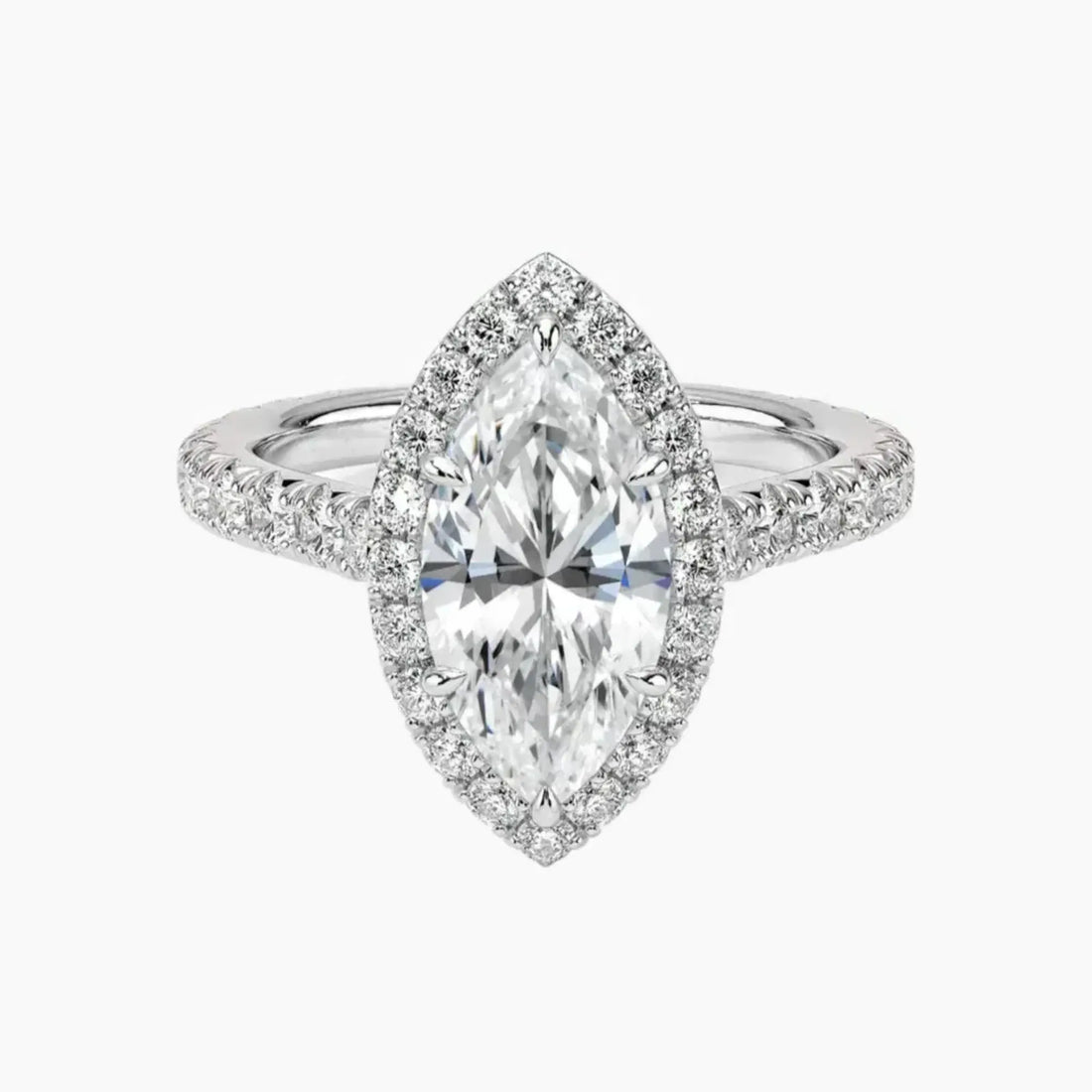 Ophelia Marquise Hidden Halo Diamond Ring Setting in 18K Yellow Gold