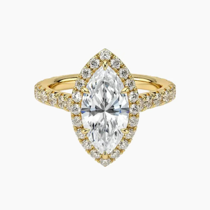 Ophelia Marquise Hidden Halo 1.5 Carat Lab Grown Diamond Engagement Ring in 18K Yellow Gold