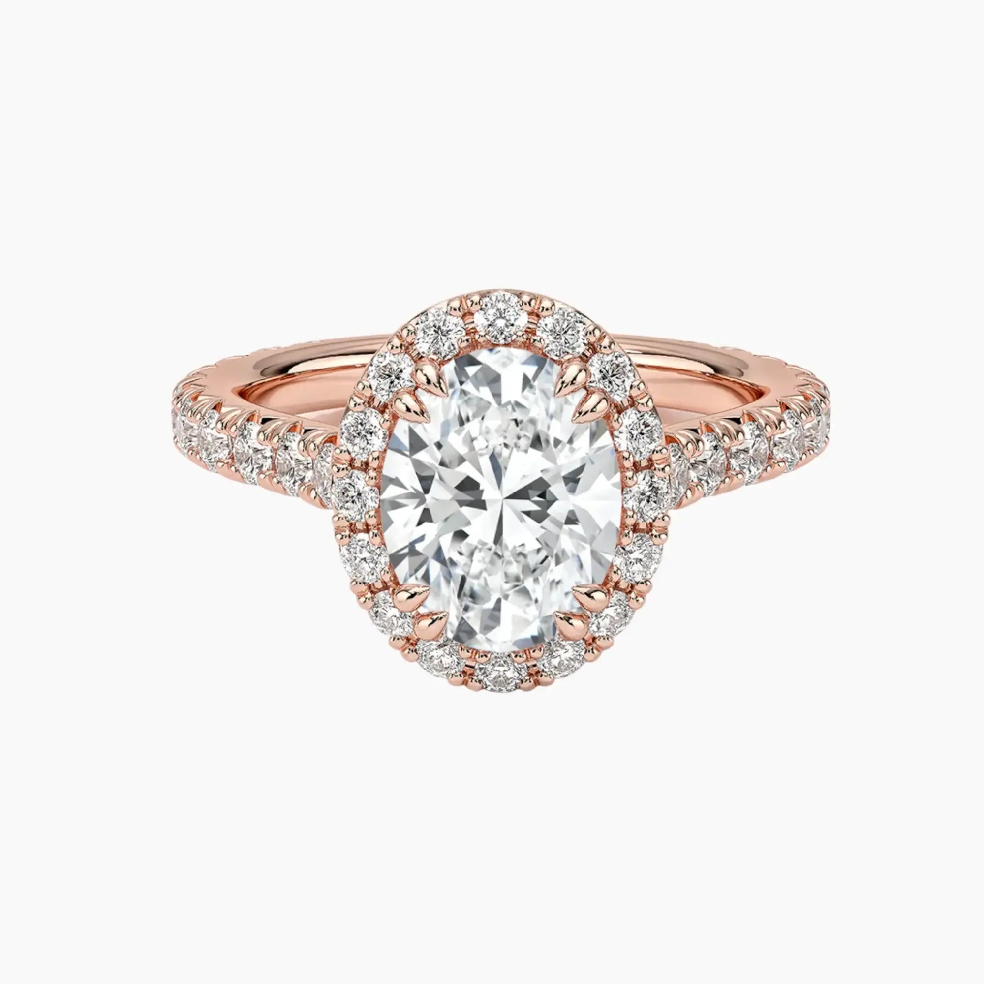 Ophelia Oval Hidden Halo Diamond Ring Setting in 14K White Gold