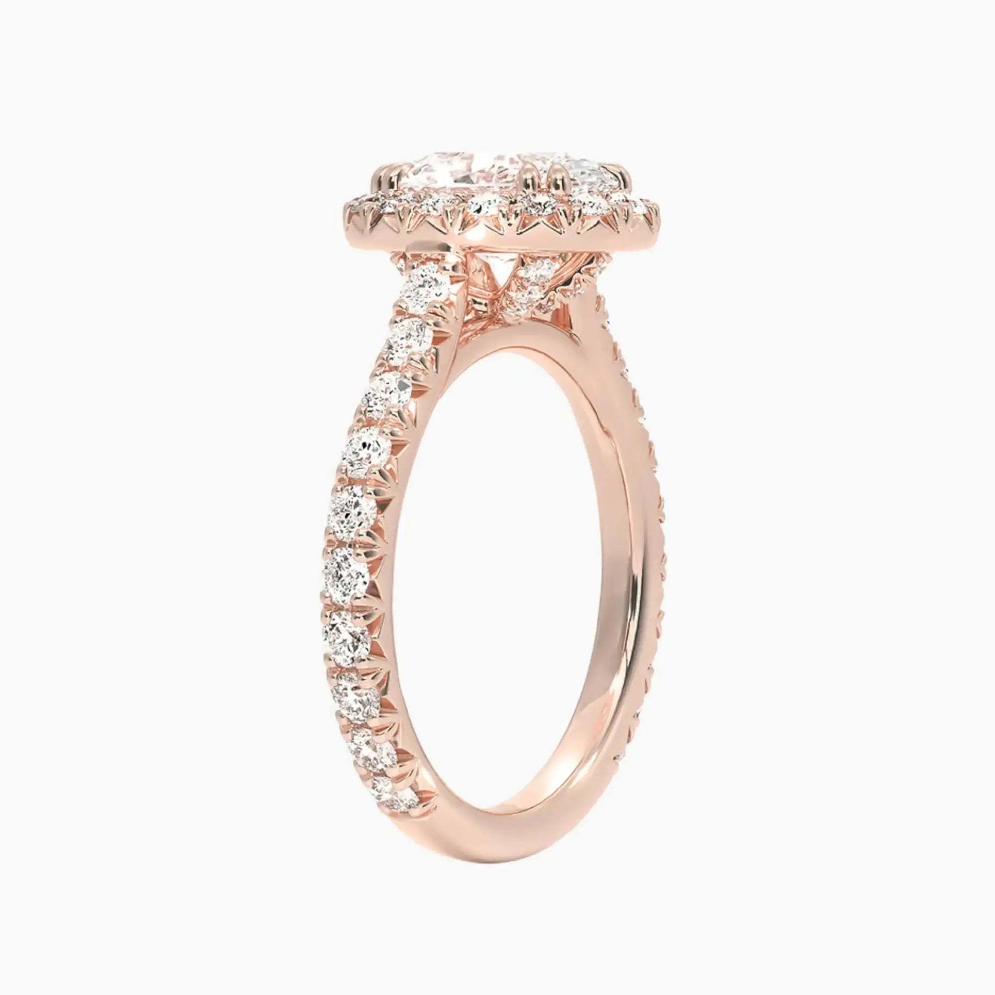 Ophelia Oval Hidden Halo 1.5 Carat Lab Grown Diamond Engagement Ring in 18K Rose Gold