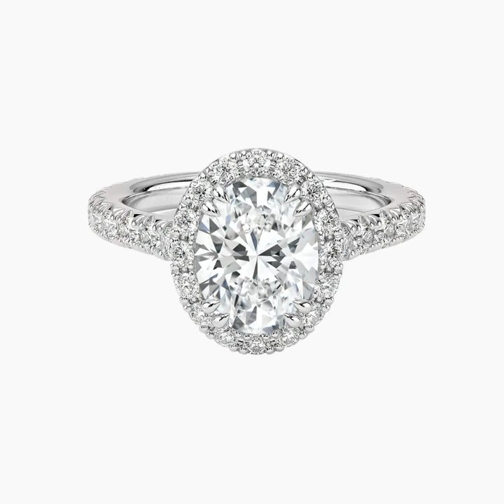 Ophelia Oval Hidden Halo 3 Carat Lab Grown Diamond Engagement Ring in 14K White Gold