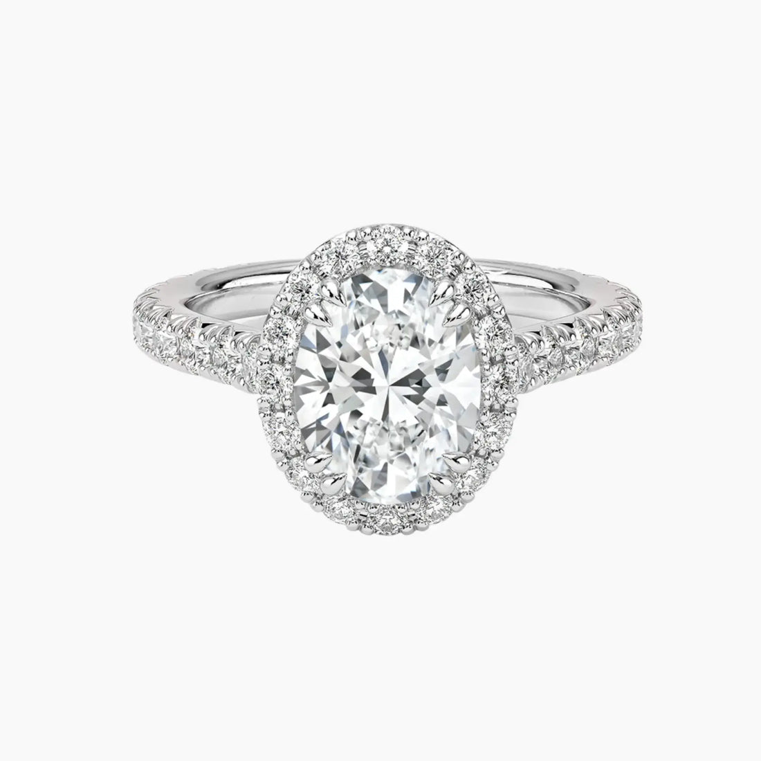 Ophelia Oval Hidden Halo 1 Carat Lab Grown Diamond Engagement Ring in 14K Yellow Gold