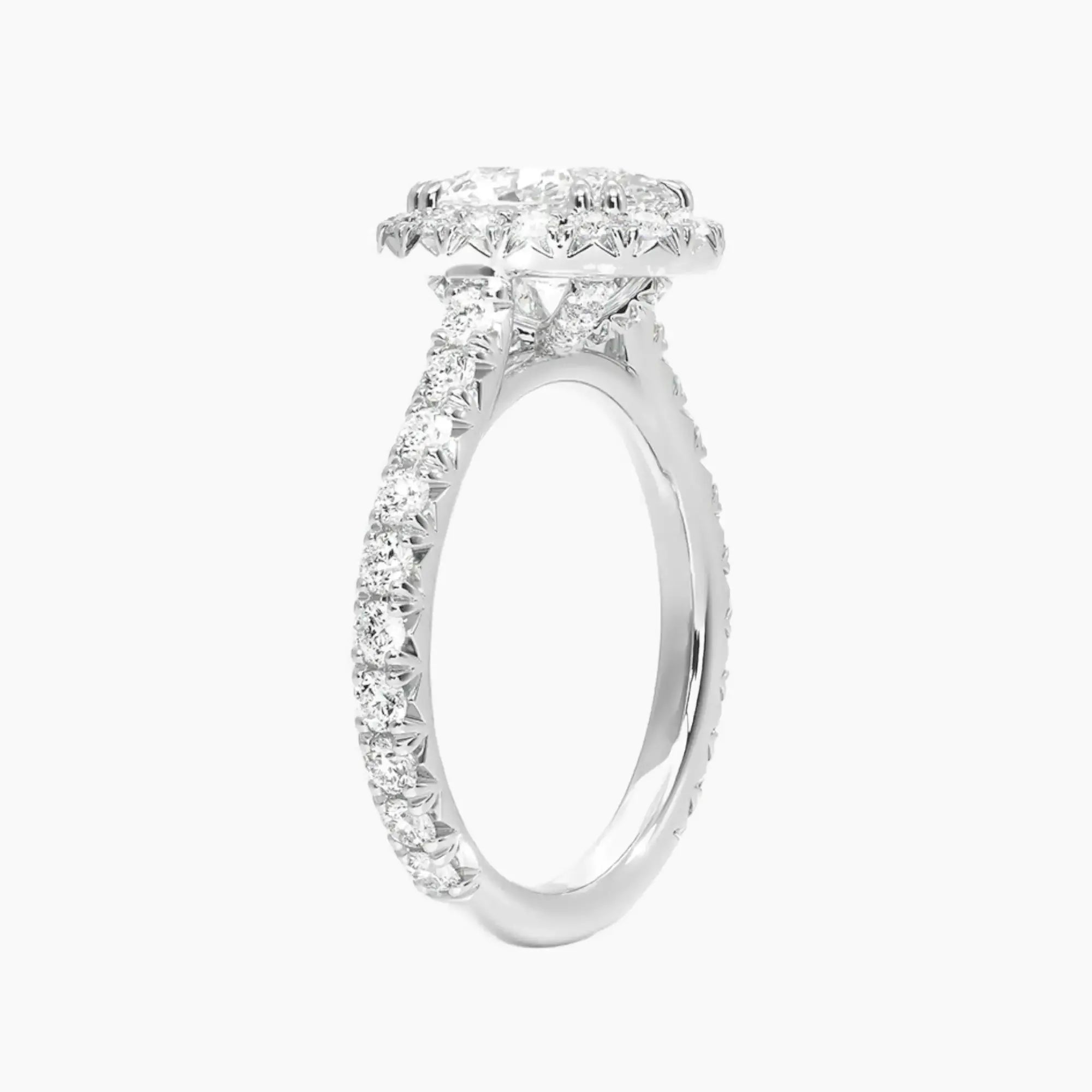 Ophelia Oval Hidden Halo 3 Carat Lab Grown Diamond Engagement Ring in 18K White Gold
