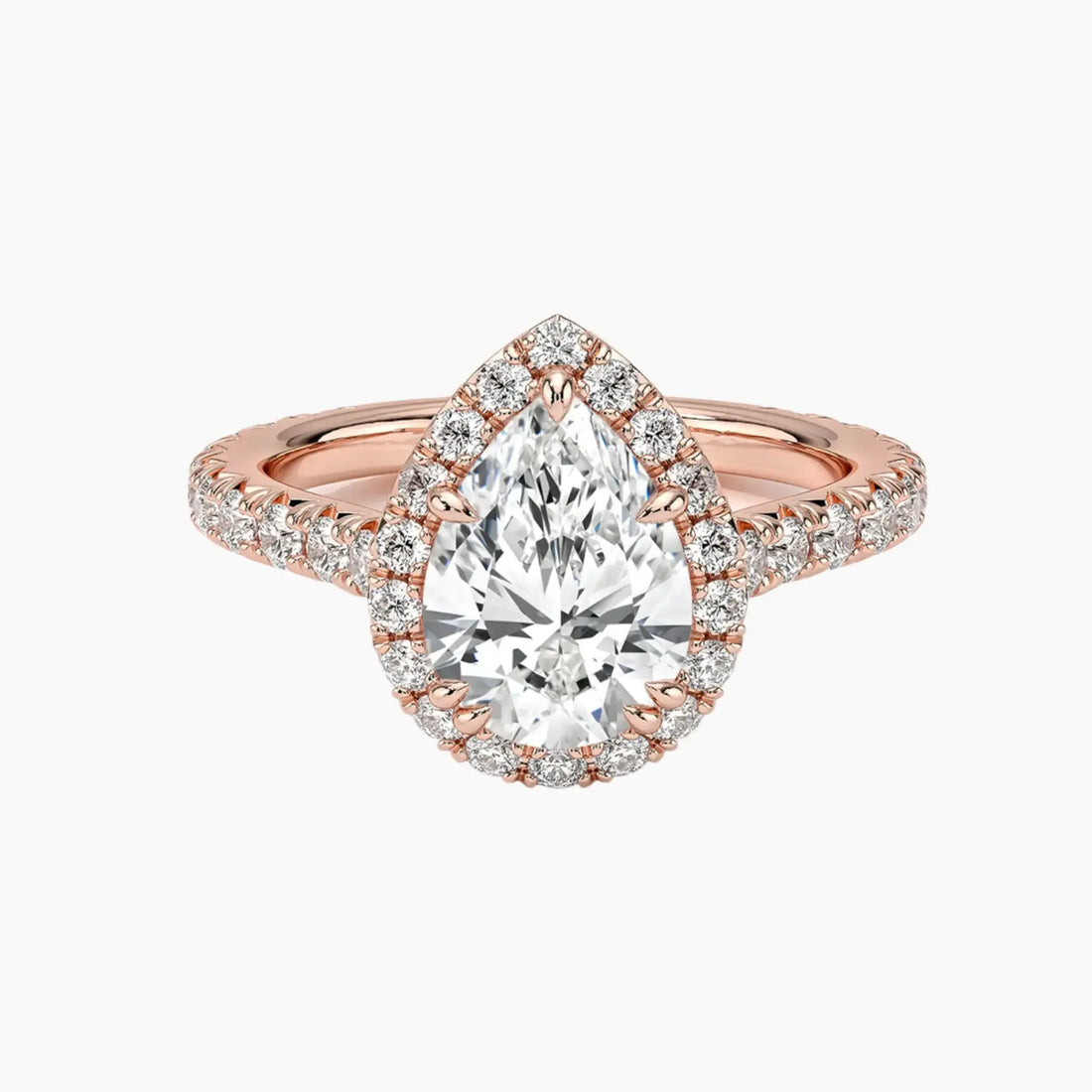 Ophelia Pear Hidden Halo 2 Carat Lab Grown Diamond Engagement Ring in 14K Yellow Gold