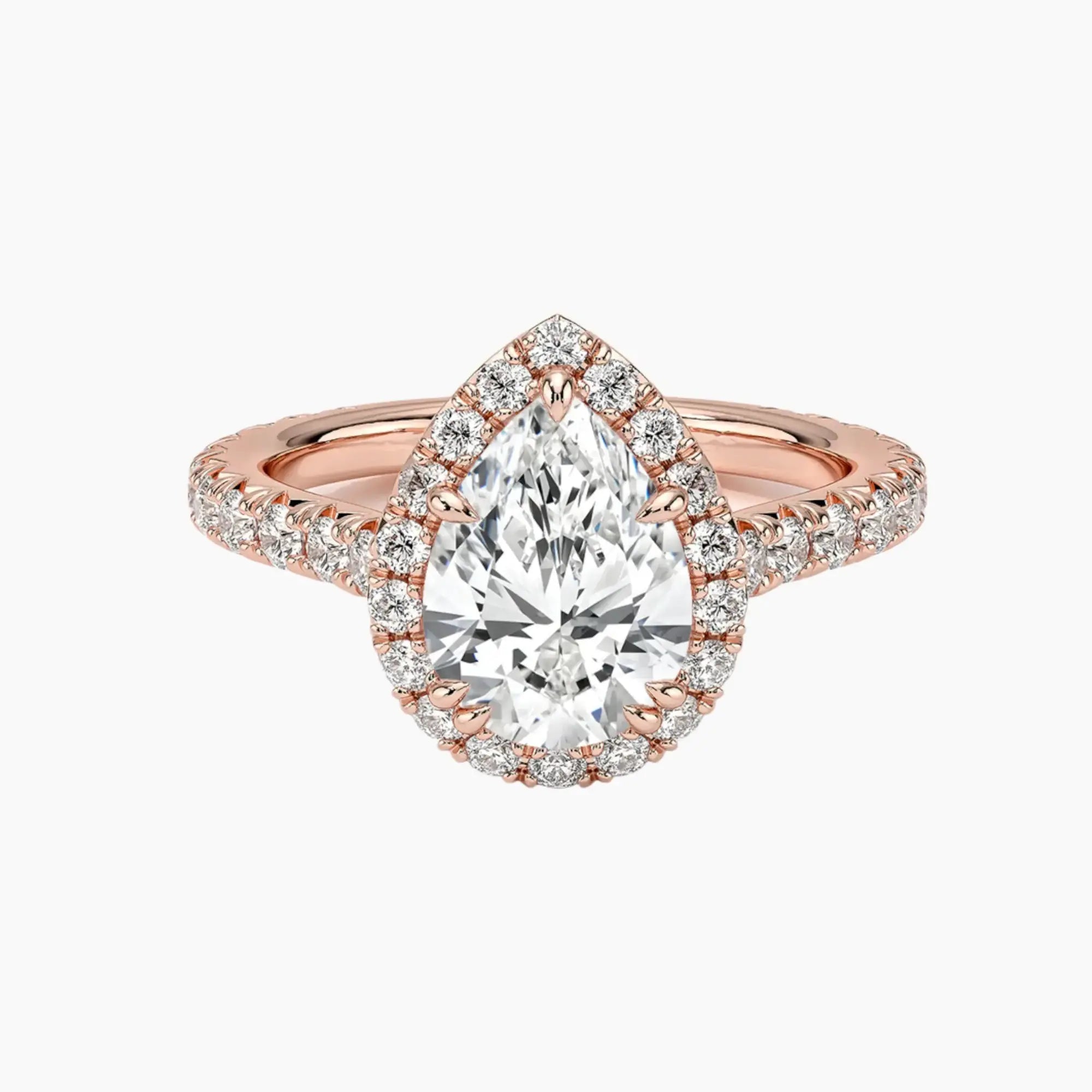 Ophelia Pear Hidden Halo 2.5 Carat Lab Grown Diamond Engagement Ring in 18K Yellow Gold