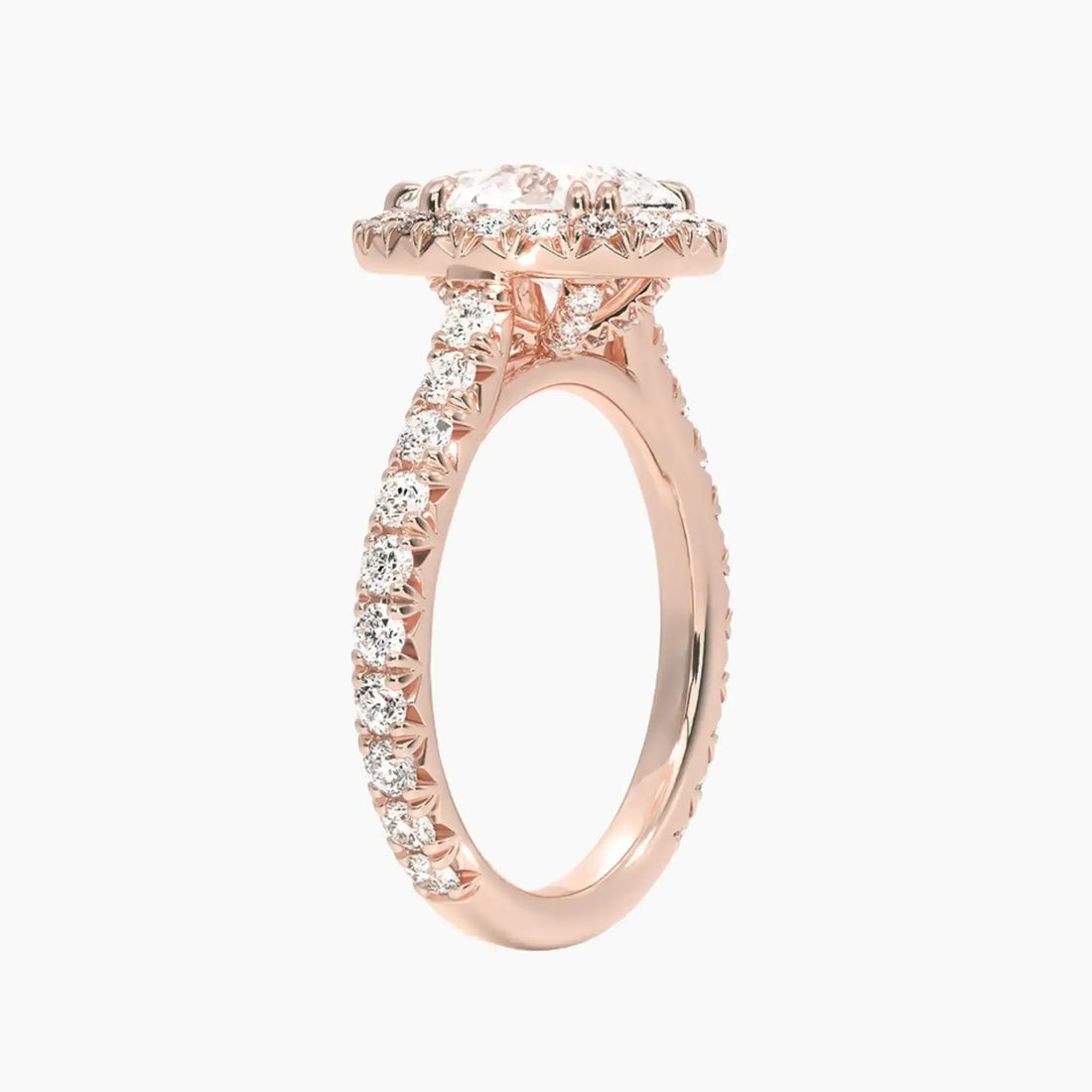 Ophelia Pear Hidden Halo 2 Carat Lab Grown Diamond Engagement Ring in 18K White Gold