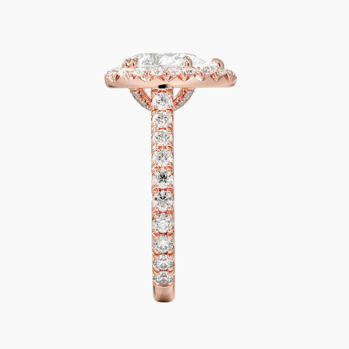 Ophelia Pear Hidden Halo 3 Carat Lab Grown Diamond Engagement Ring in 14K White Gold