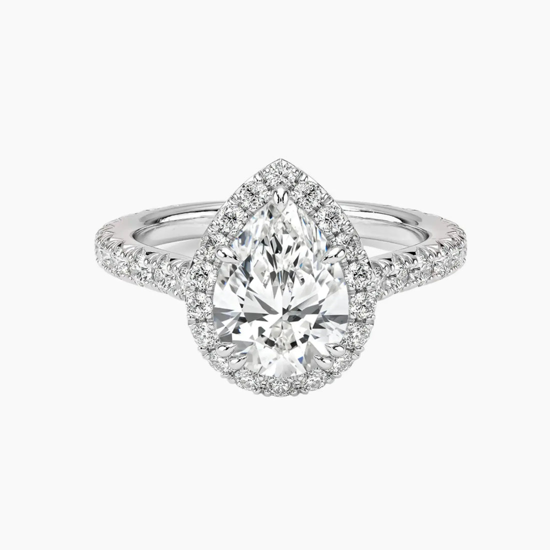 Ophelia Pear Hidden Halo 2.5 Carat Lab Grown Diamond Engagement Ring in 14K Yellow Gold