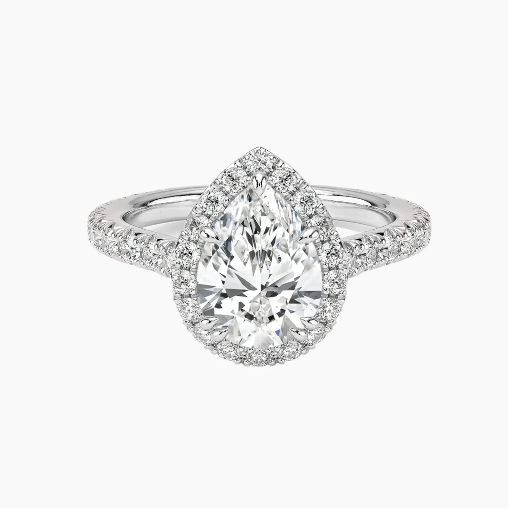 Ophelia Pear Hidden Halo 2.5 Carat Lab Grown Diamond Engagement Ring in 18K Yellow Gold