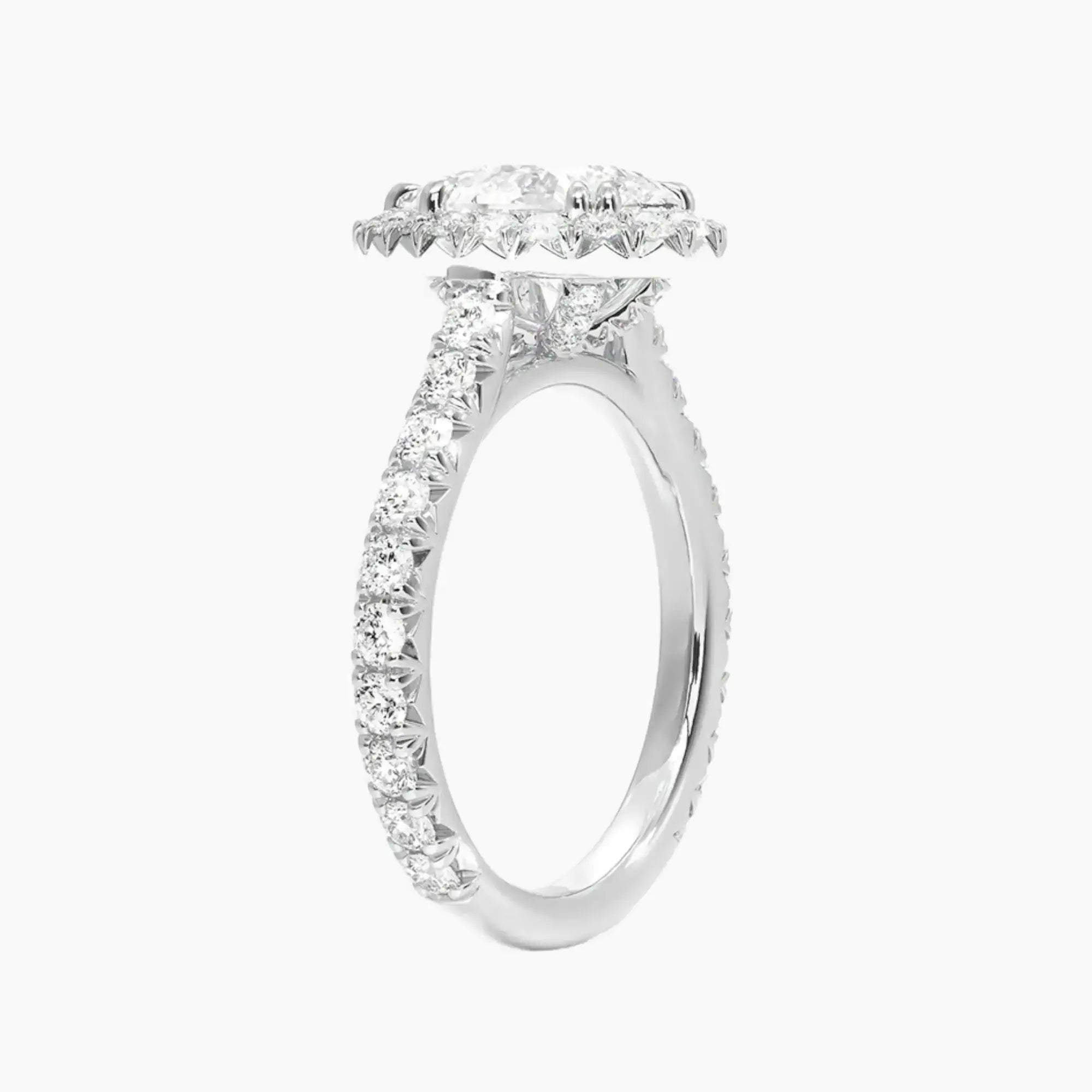 Ophelia Pear Hidden Halo 2.5 Carat Lab Grown Diamond Engagement Ring in 18K White Gold